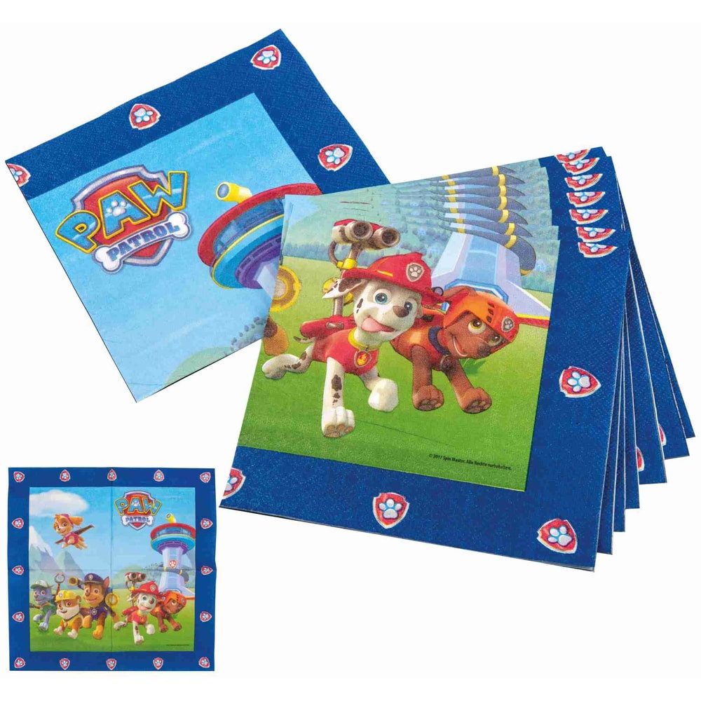 TIB Heyne Aufblasbares Partyzubehör Paw Patrol Servietten - blau - ca. 33 x 33 cm - 20 Stück