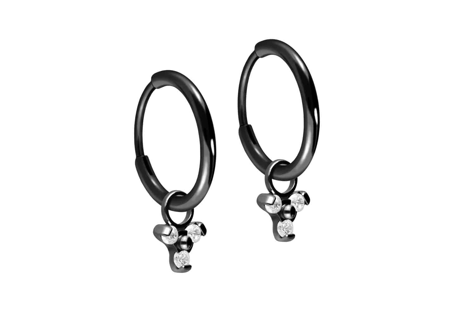 PIERCINGLINE Paar Creolen Titan Ohrclicker Creolen KRISTALLBLUME (Creolen, 1-tlg)