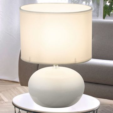 etc-shop LED Tischleuchte, Leuchtmittel inklusive, Warmweiß, Design Tisch Leuchte Keramik Wohn Ess Zimmer Textil Lese-
