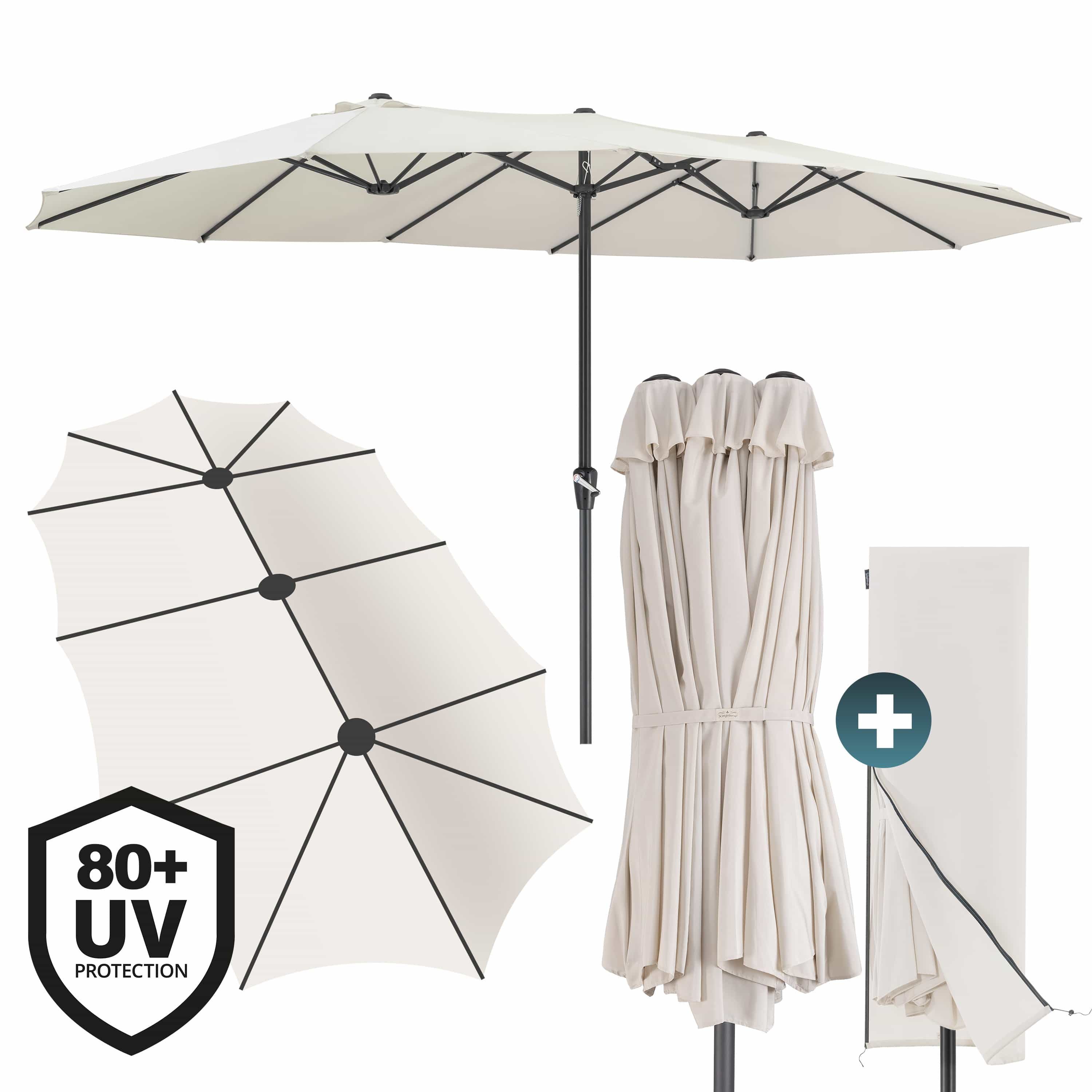 Kingsleeve Sonnenschirm, LxB: 460x270 cm, UV Schutz 80+ Schutzhülle XXL Aluminium Kurbel Wasserabweisend