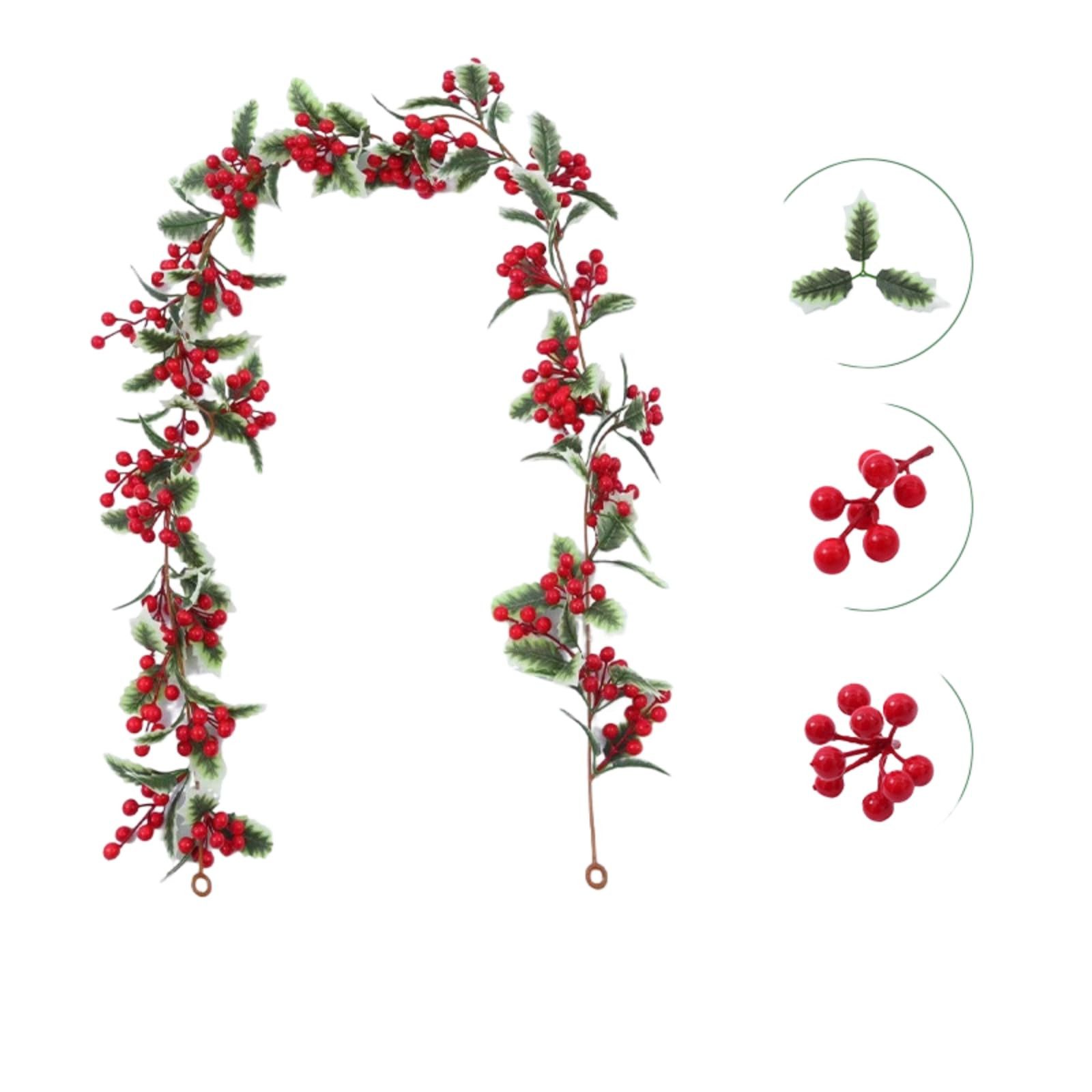 Kunstranke Weihnachtsgirlande Weihnachtsranke rote Fruchtrebe Simulation günstig online kaufen