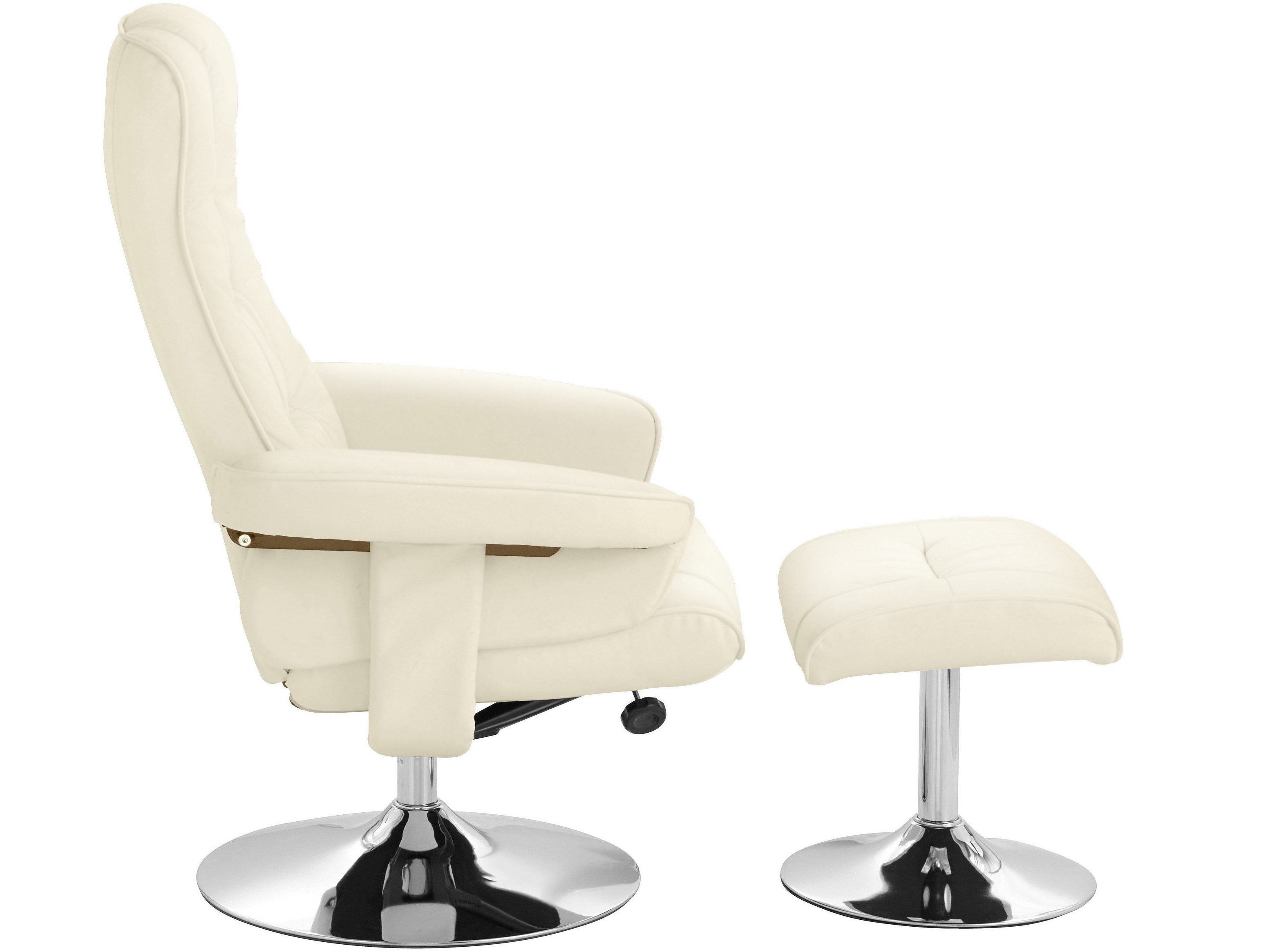 loft24 Relaxsessel Simson, Sessel mit Hocker, Trompetenfuß in Chromoptik