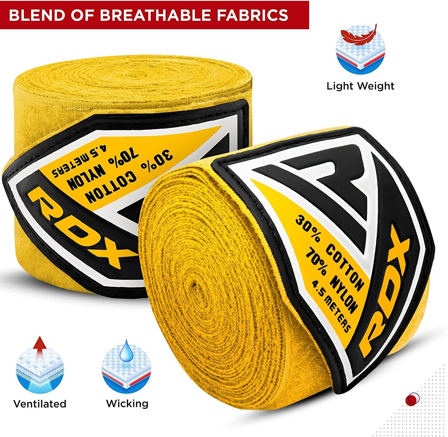 RDX Sports Boxbandagen RDX 4.5m Profi Boxbandagen Boxen MMA Muay Thai, Elastisch Handbandagen