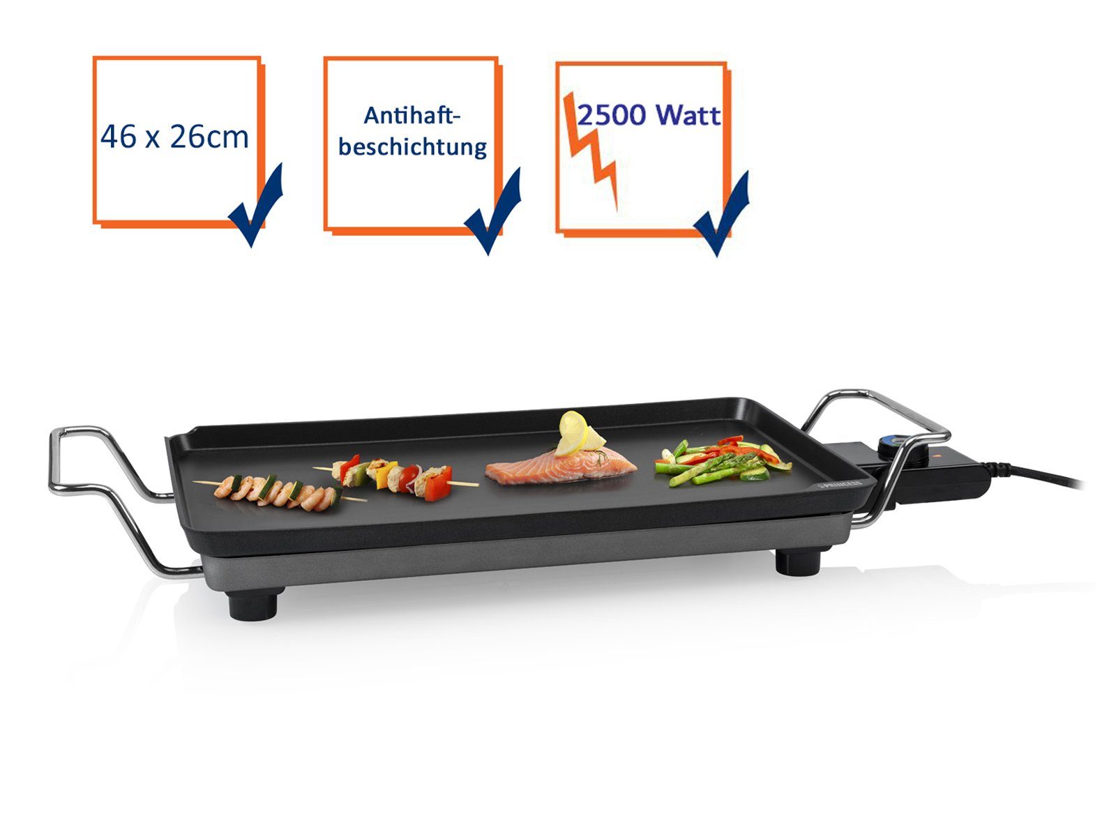 PRINCESS Teppanyakigrill, 2500 W, Japanischer Tischgrill für Zuhause 2-4 Personen Grillplatte 46x26cm