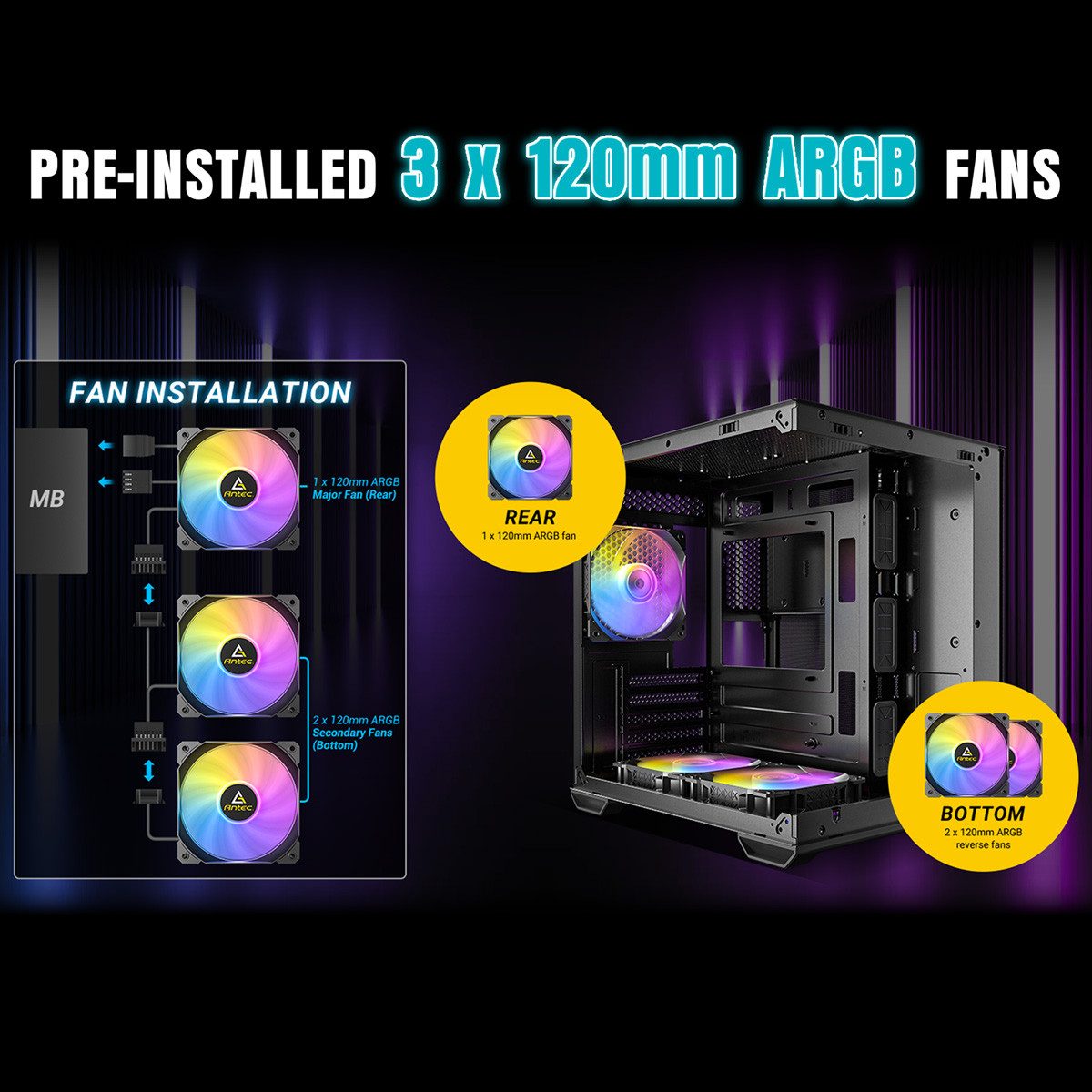 Antec PC-Gehäuse CX60M ARGB PC Gehäuse Mini Tower Micro-ATX