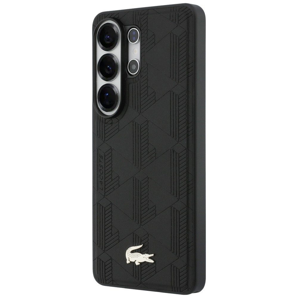 Lacoste Handyhülle Galaxy S26 Ultra Kunstleder schwarz MagSafe Logo goldfarbig 6,9 Zoll, Kantenschutz