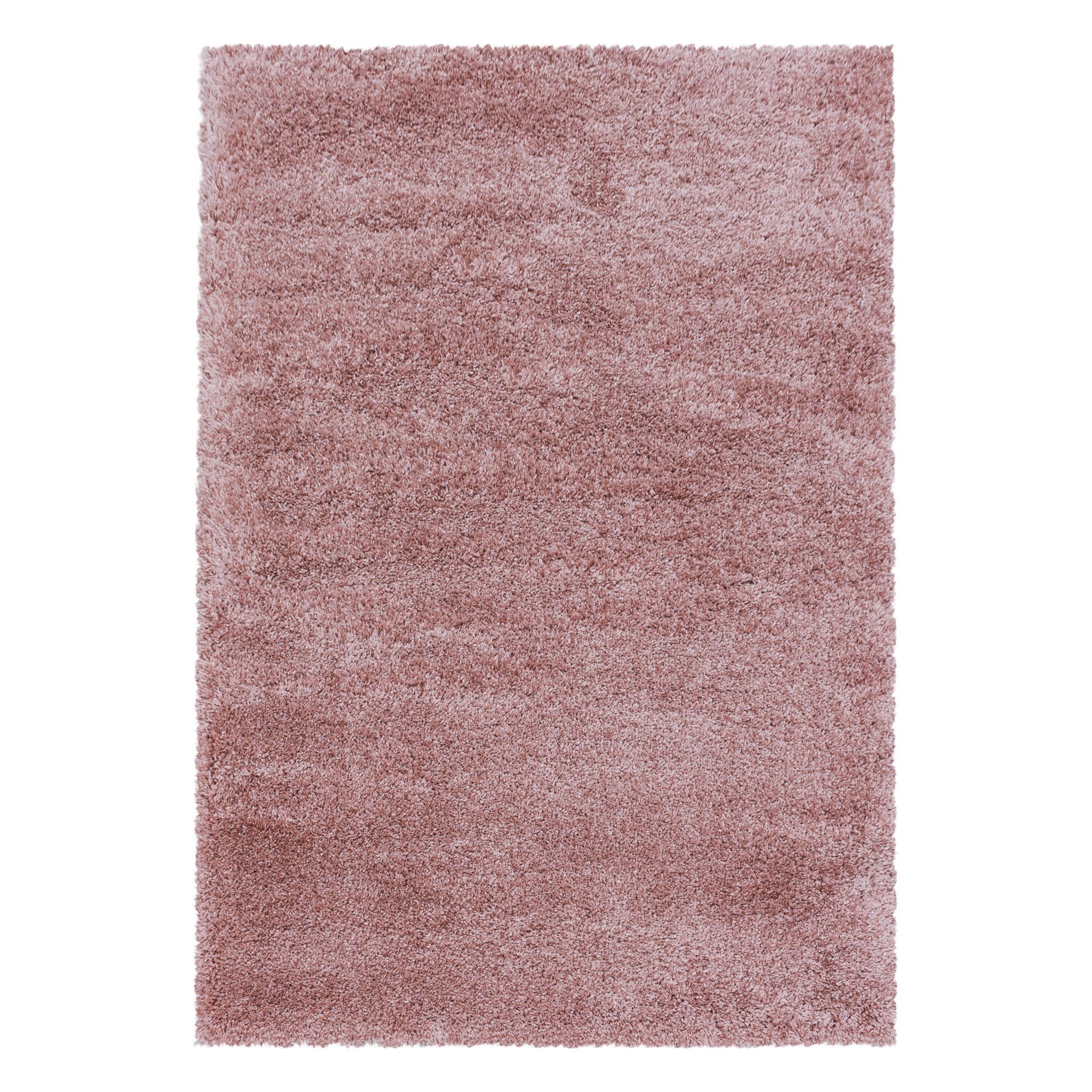 Hochflor-Teppich Teppich Hochflorteppich Shaggy Höhe: 50 Unifarben Rosa Wohnzimmer, mm Miovani, kuschelig Rechteckig