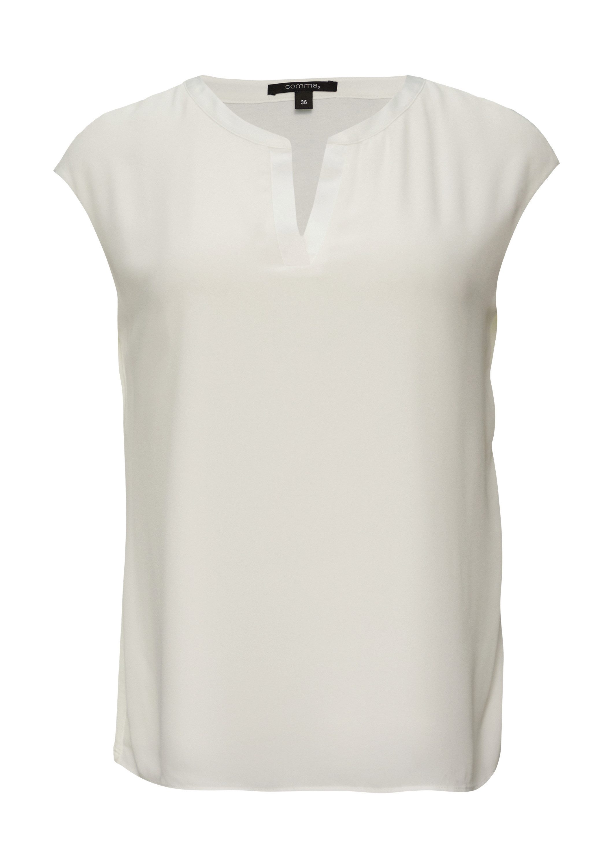 comma Kurzarmshirt T-Shirt Blusenshirt mit Satinblende günstig online kaufen