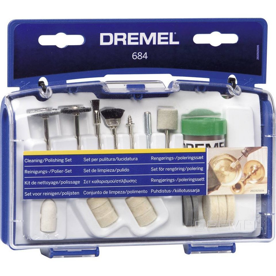 DREMEL Schleifstift Reinigungs- / Polier-Set 20 tlg, Alle Komponenten zum  Reinigen und Polieren in einer praktischen Box