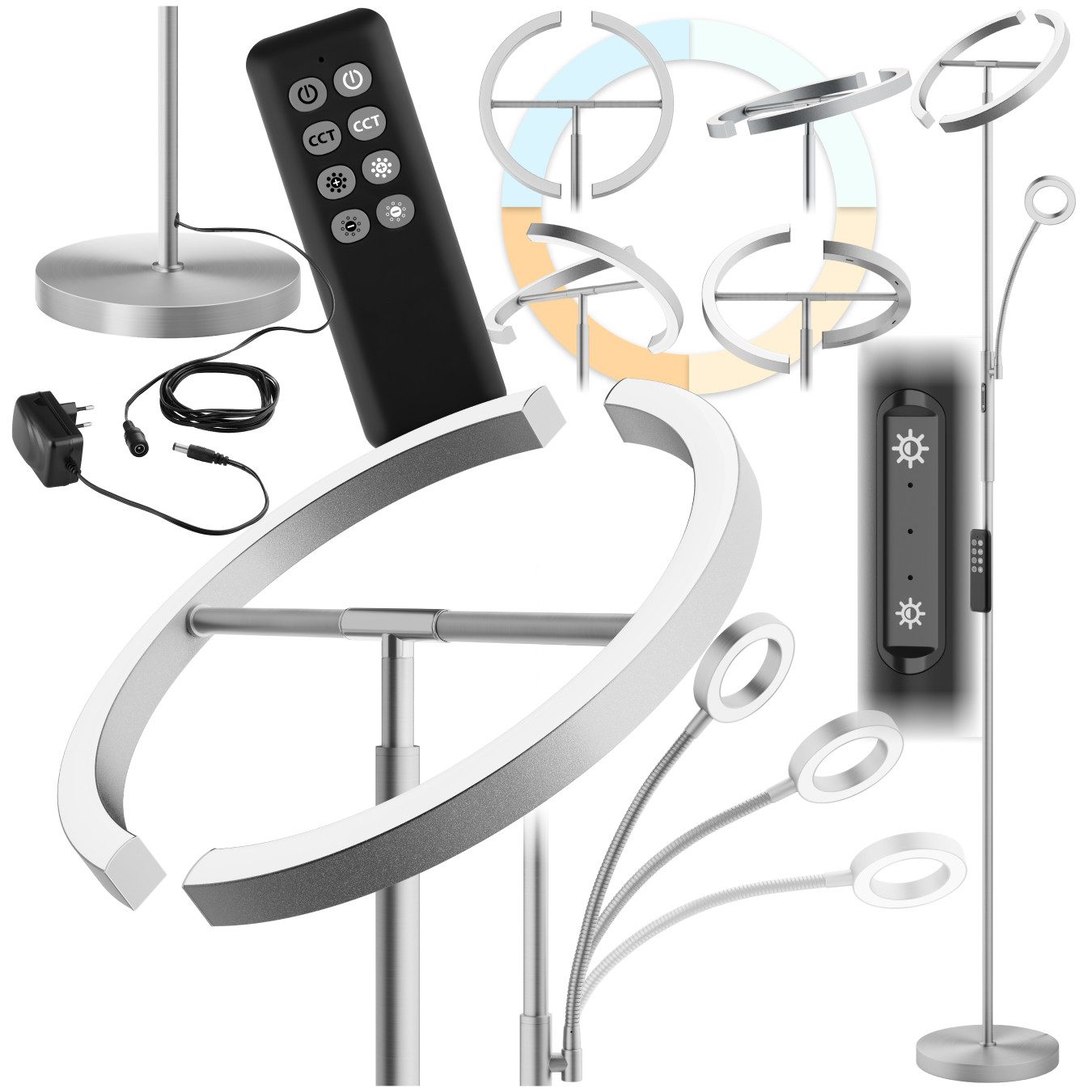 tectake Stehlampe Deckenfluter, LED, Weiß, Moderner günstig online kaufen