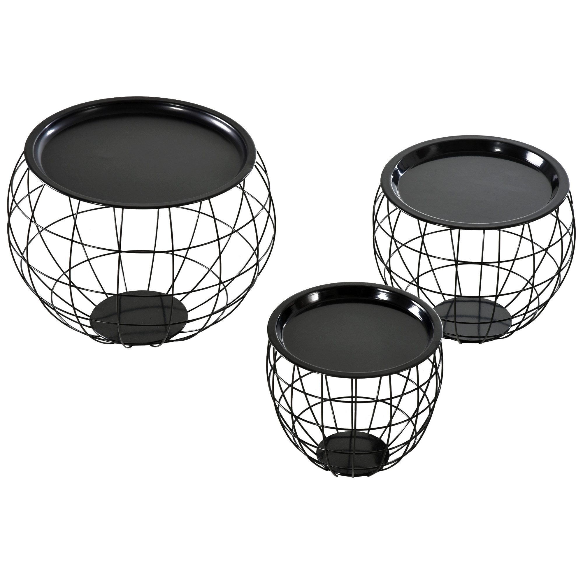 HOMCOM Couchtisch 3er-Set Beistelltisch, Kaffeetisch, abnehmbare günstig online kaufen