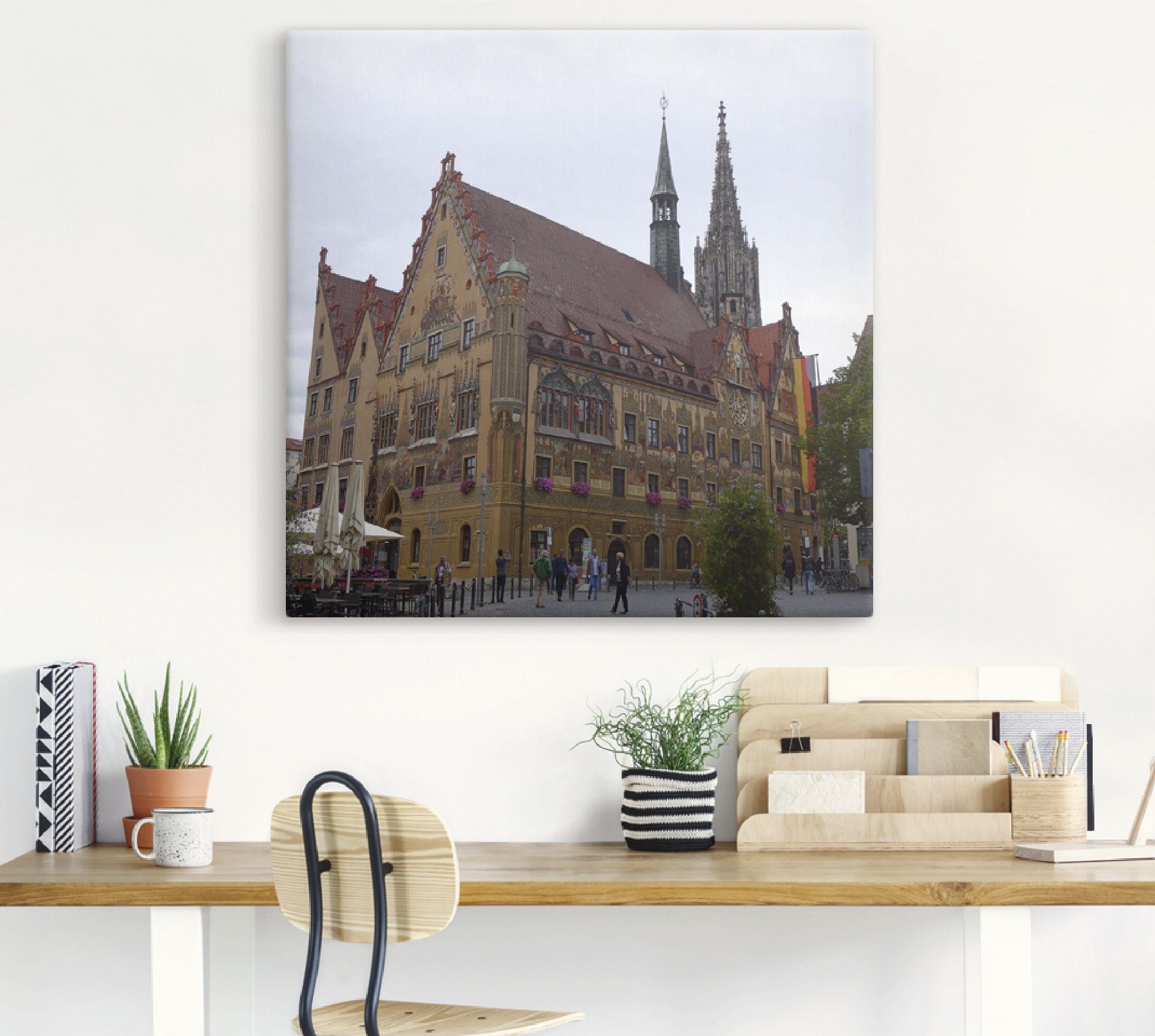 Größen Ulmer Gebäude Artland in oder (1 versch. St), Rathaus, Wandaufkleber Wandbild Alubild, Leinwandbild, als Poster