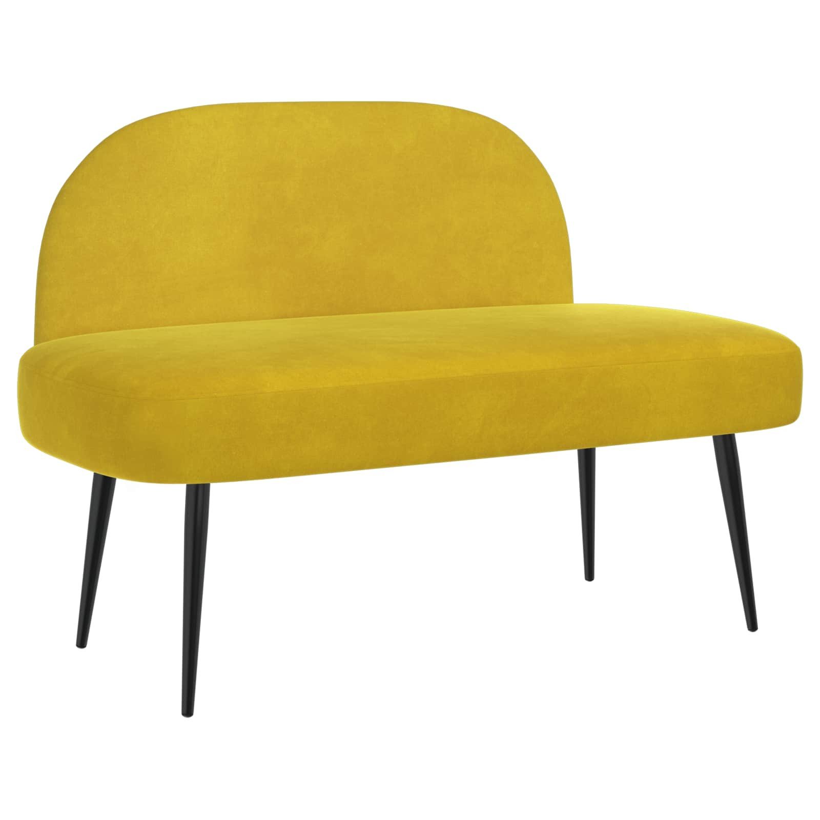 vidaXL Sitzbank Gepolsterte Bank mit Rückenlehne Gelb 110 x 60 x 76 cm Samt (1-St)