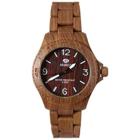 Marea Quarzuhr B35295/6, Woodlook dunkelbraun, Unisex Armbanduhr L mit Holz Optik - Kunststoff Uhrband