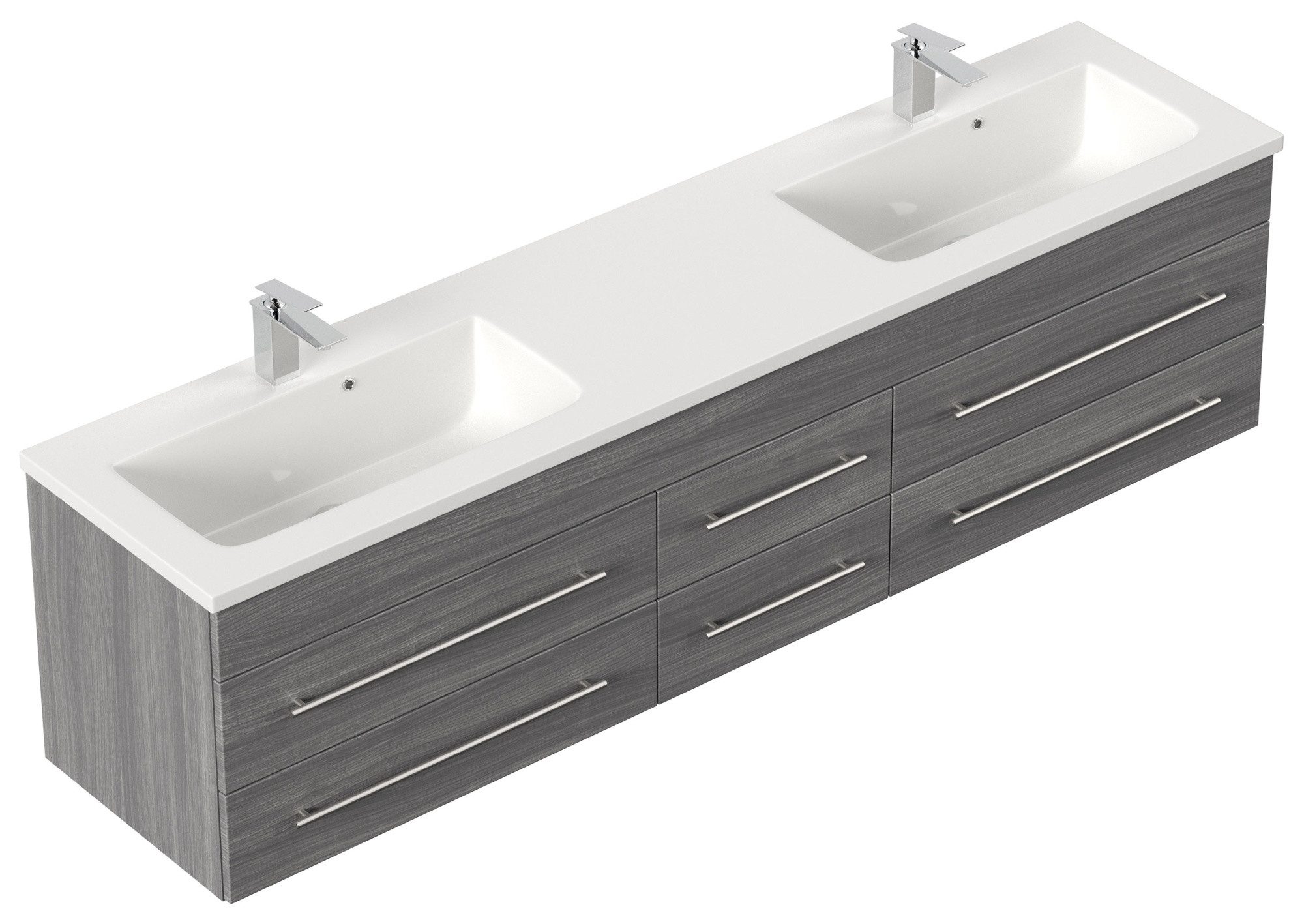 Magnolia Home Doppelwaschtisch Badmöbel Colossos 200 SoftClose silbereiche