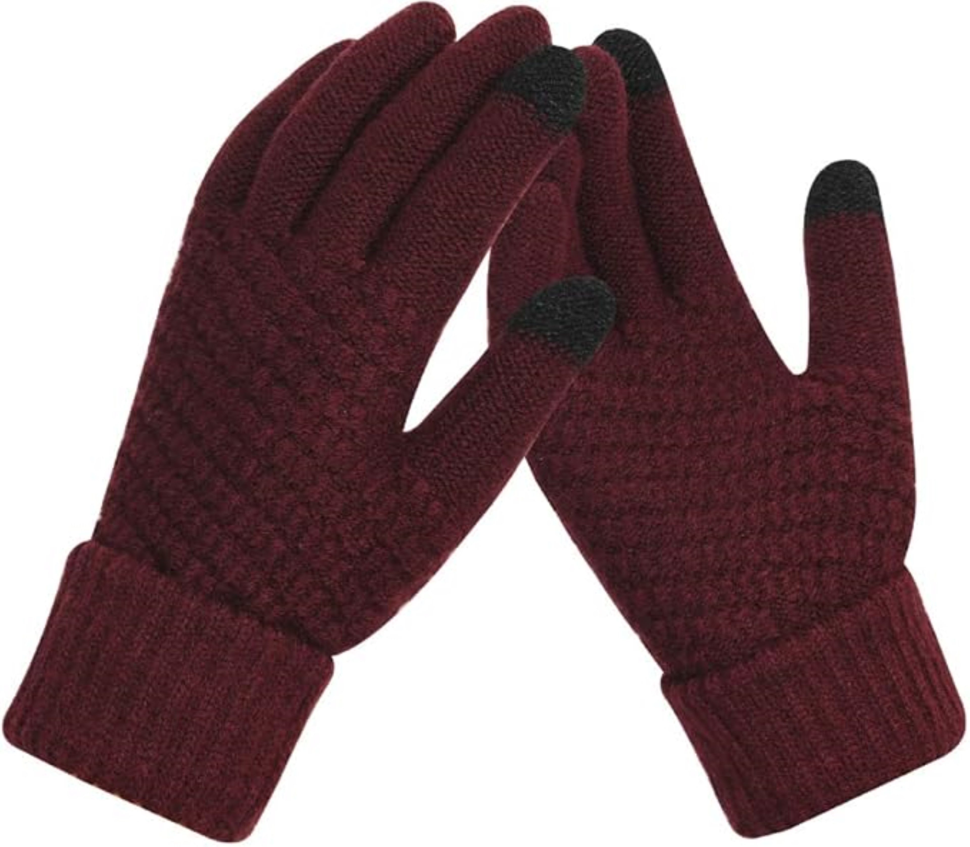 LA CUTE Strickhandschuhe Winterhandschuhe Strick warm Touchscreenfähig Outdoor & Alltag Rot (Winterhandschuh-Set mit Touch-Funktion & Isolierung, 1 Paar Damenhandschuhe – ideal für kalte Wintertage) Touchscreen-fähig & winddicht – ideal für Outdoor im Winter