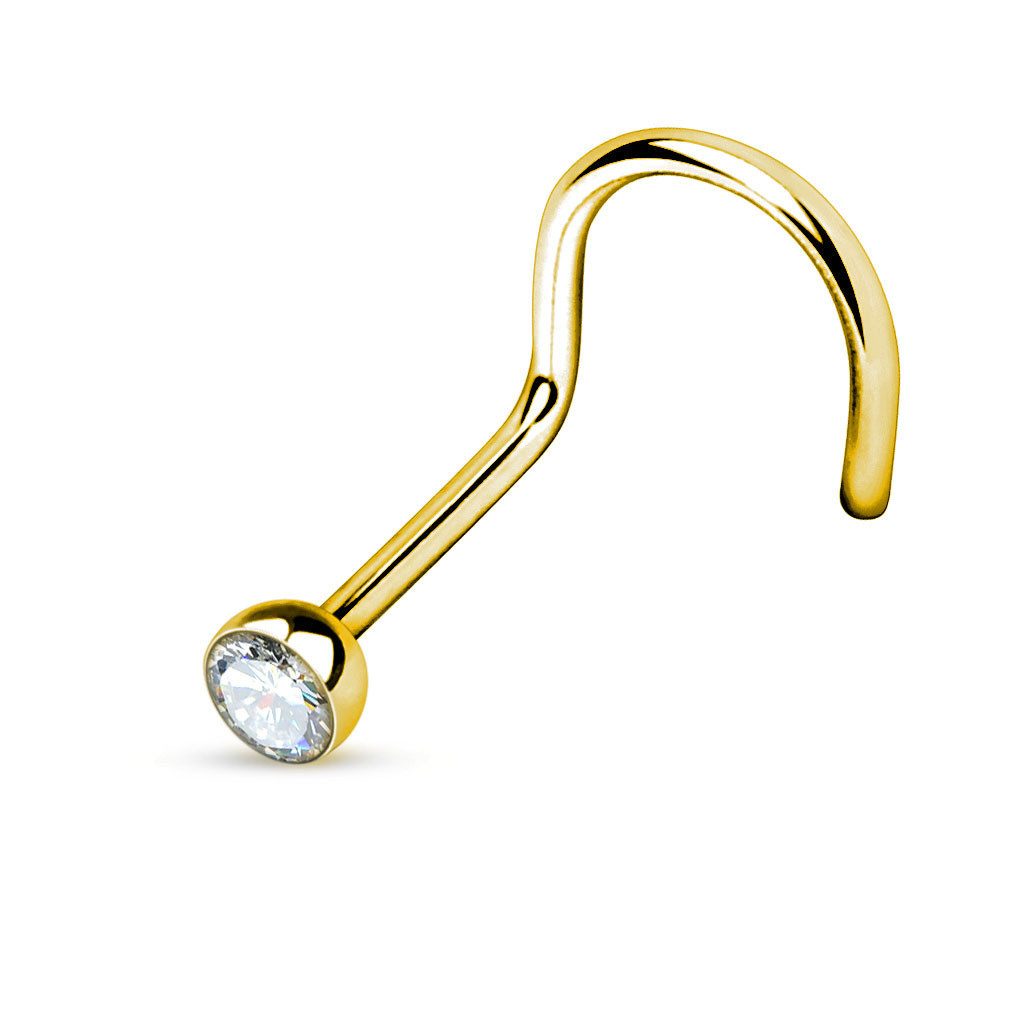 Nasenpiercing 1,0mm Nasenstecker Titan gebogen Zirkonia Kristall Nasenring