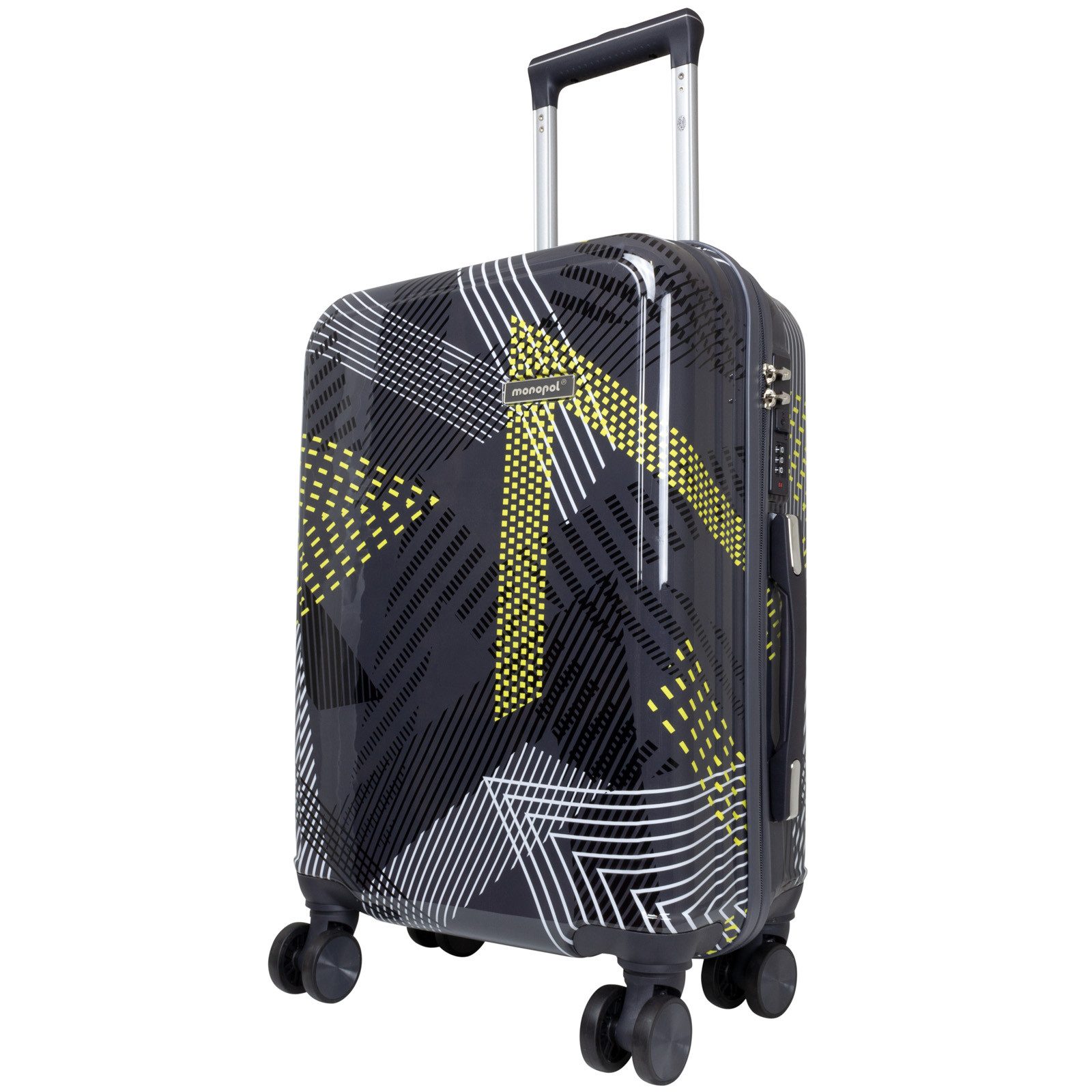 Trendyshop365 Trolley Koffer Ravenna, 4 Farben, 3 Größen, 4 Rollen, Print-Design, Polycarbonat, Zahlenschloss