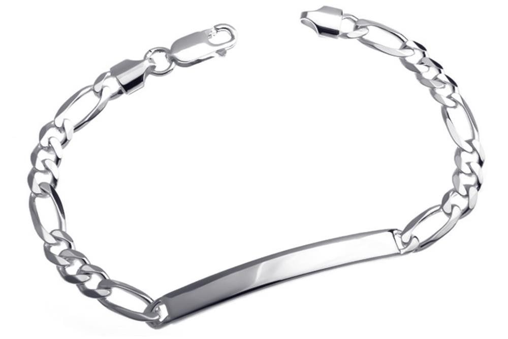 Silberarmband Figaro-Gravurarmband 5,5mm - 925 Silber, Länge wählbar