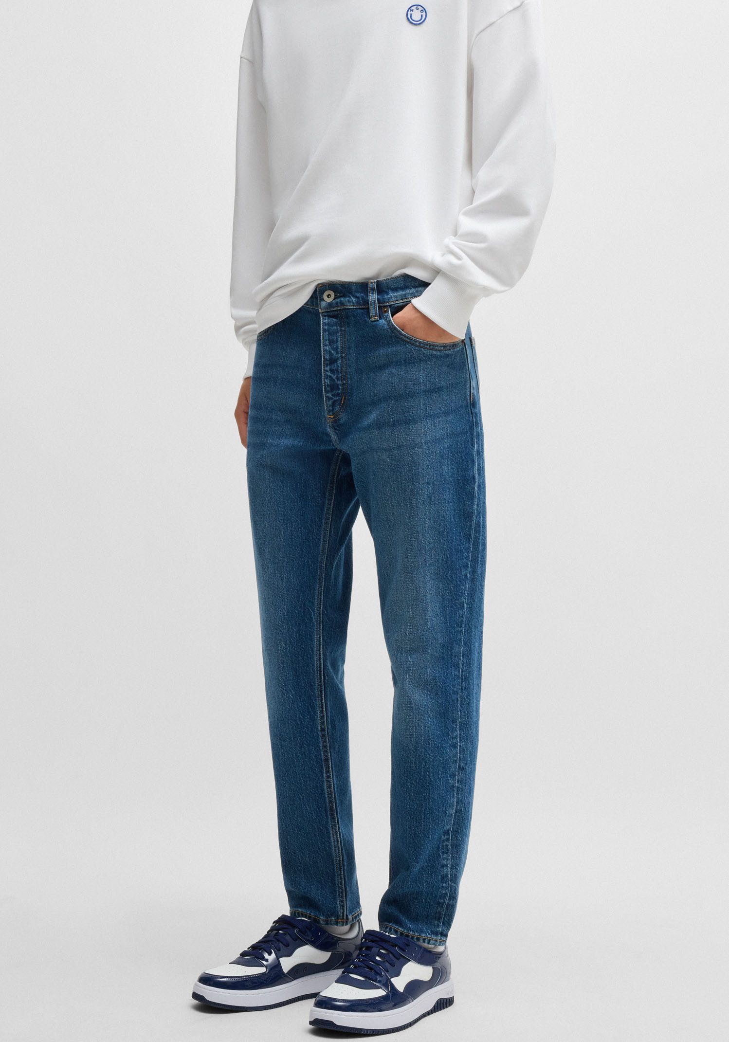 HUGO Blue Tapered-fit-Jeans Brody mit Stone-washed-Finish günstig online kaufen