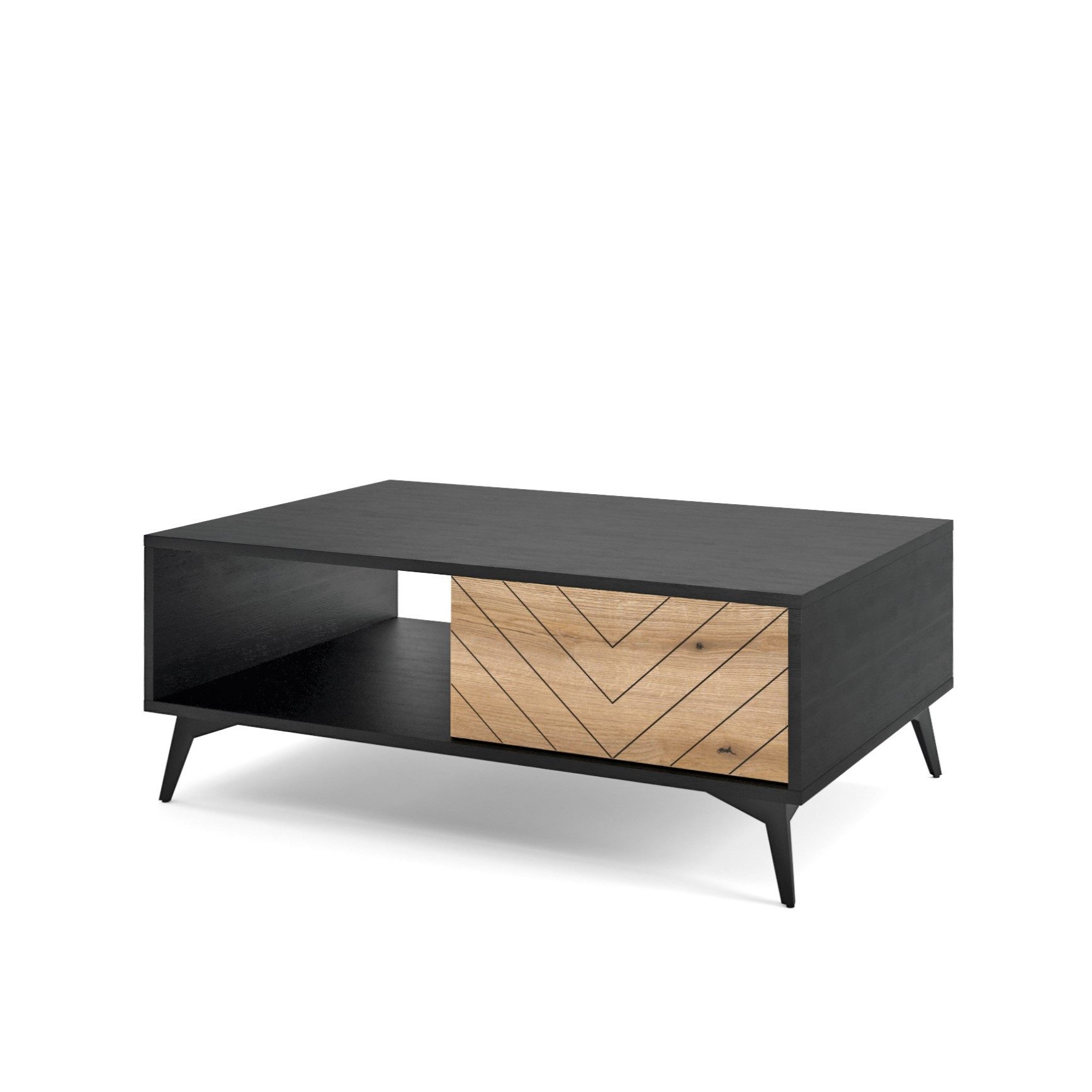 Masseno Couchtisch DIAMANTE 103,5 cm Kaffeetisch mit 2 Schubladen Schwarz