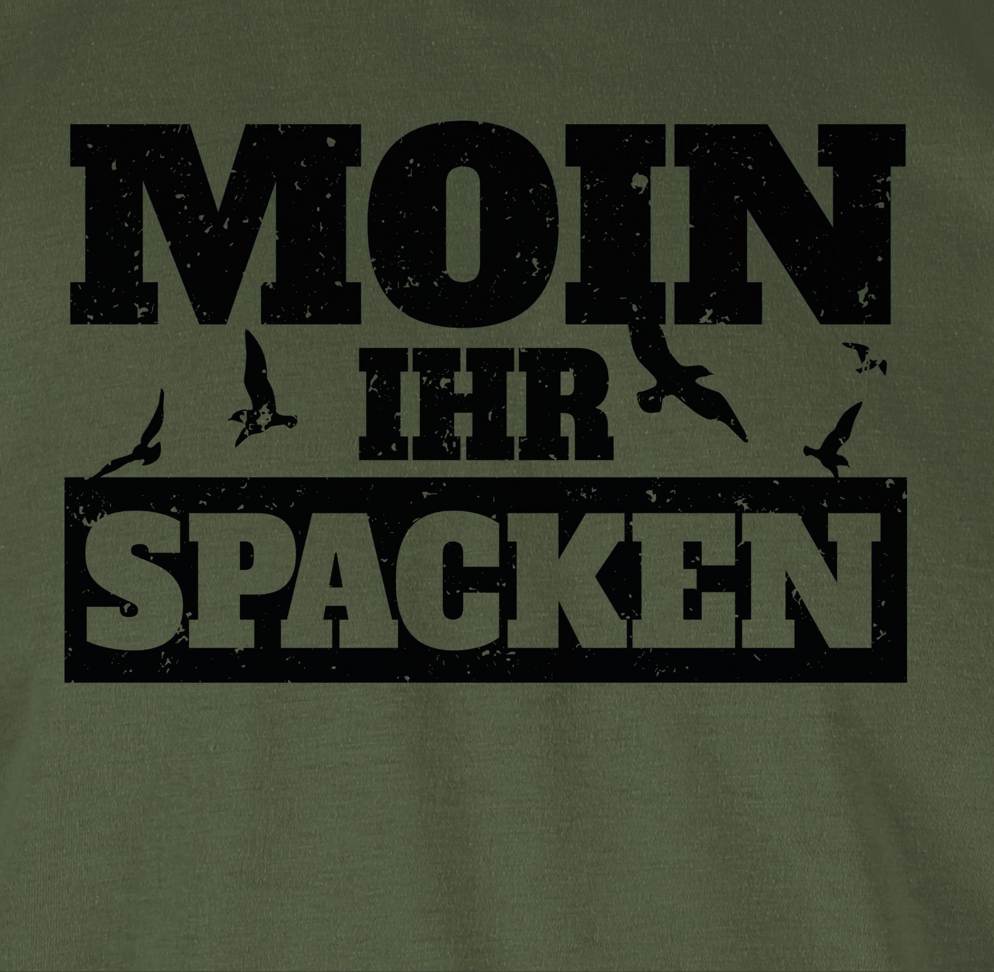 Moin Statement Spacken schwarz T-Shirt Army - 01 Shirtracer ihr Grün Sprüche