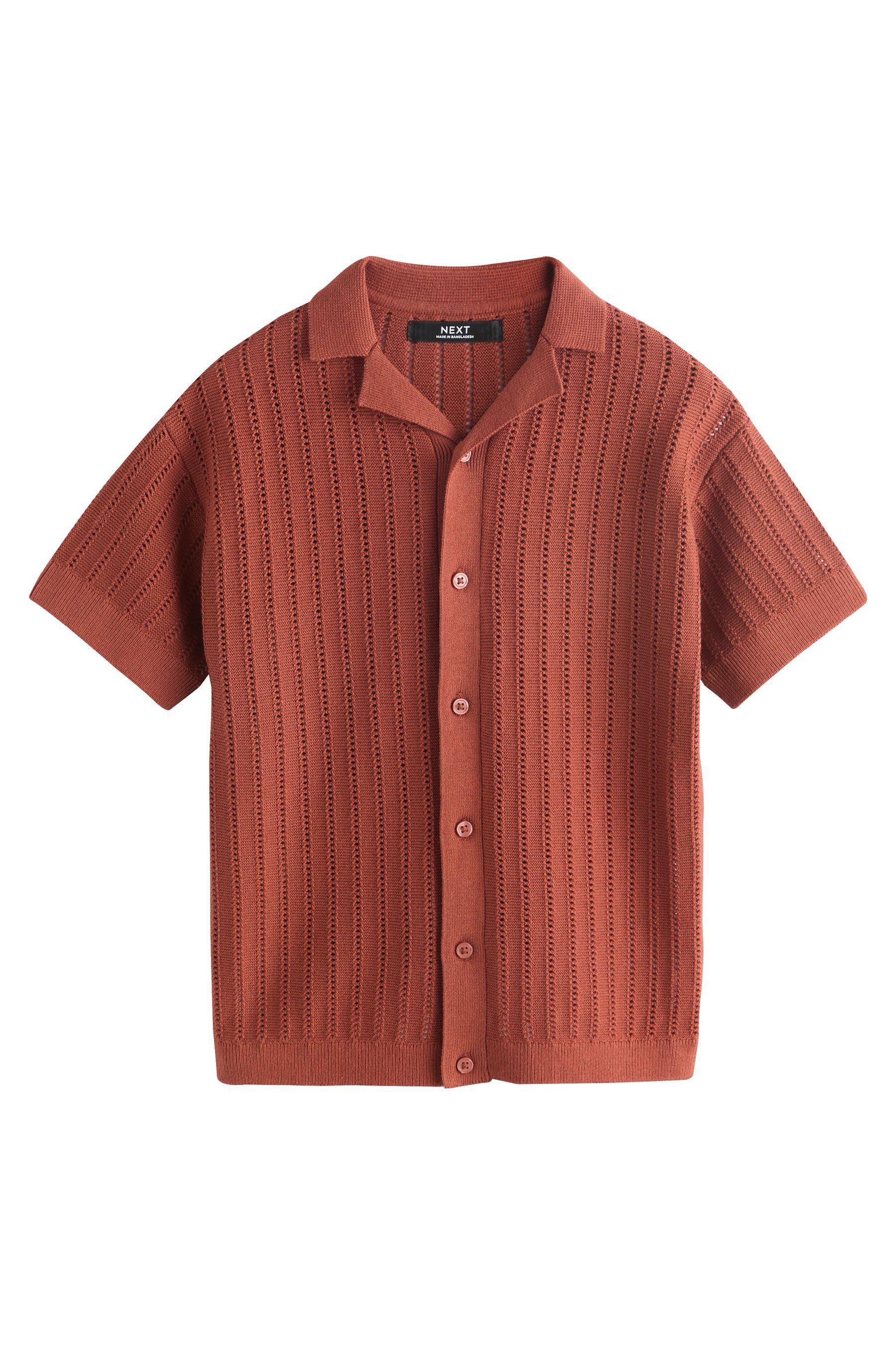 Polokragenpullover Strukturiertes Strick-Polo-Shirt mit Reverskragen