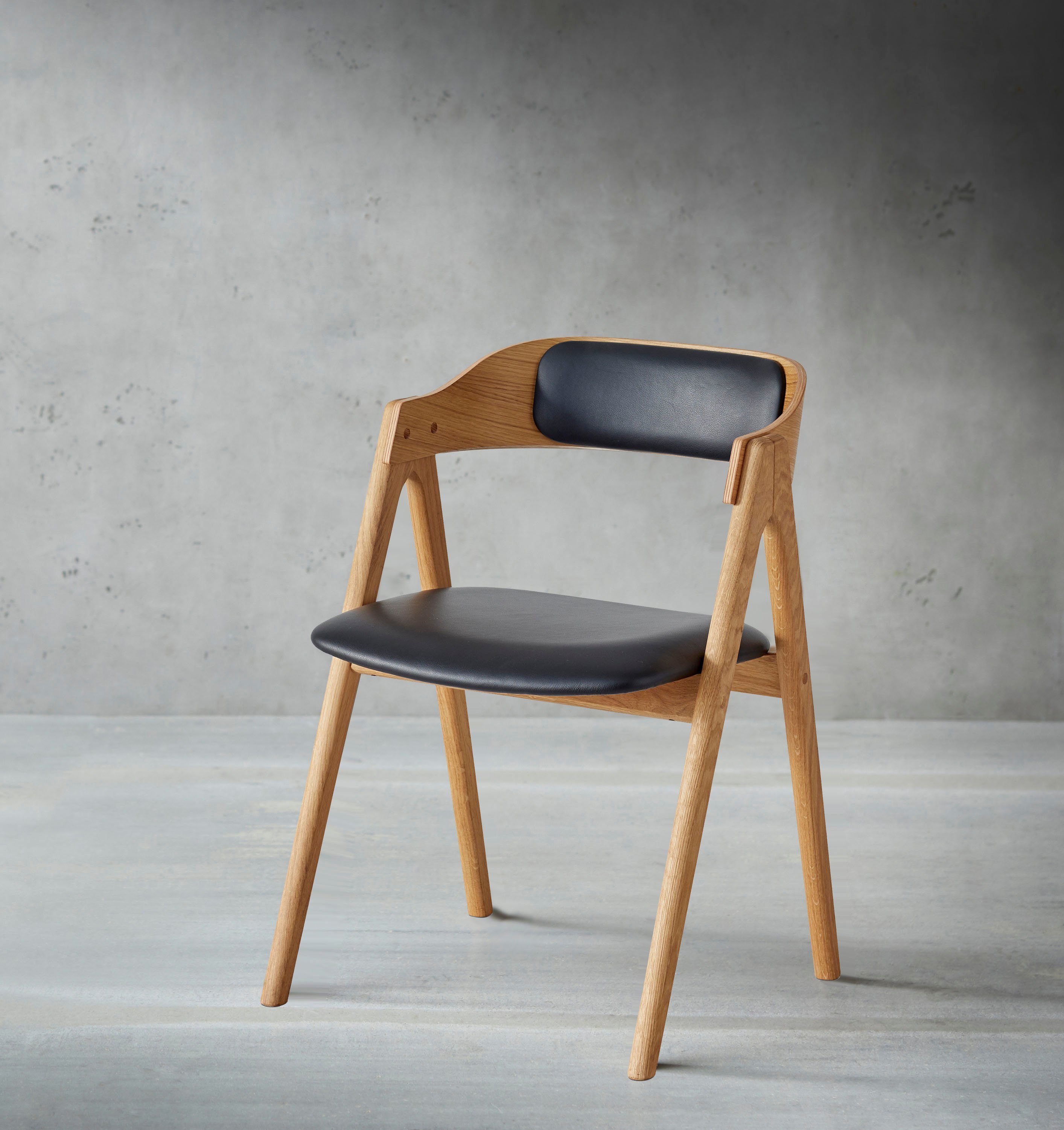 Hammel Furniture Holzstuhl Findahl by Hammel Mette (Set, 2 St), Massivholz, mit Sitz und Rückenpolster aus Leder