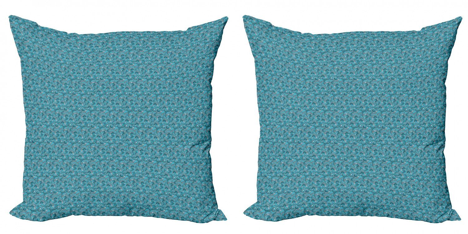 Kissenbezüge Modern Accent Doppelseitiger Digitaldruck, blau Leave Ornaments Abakuhaus (2 Paisley Kurvige Stück)