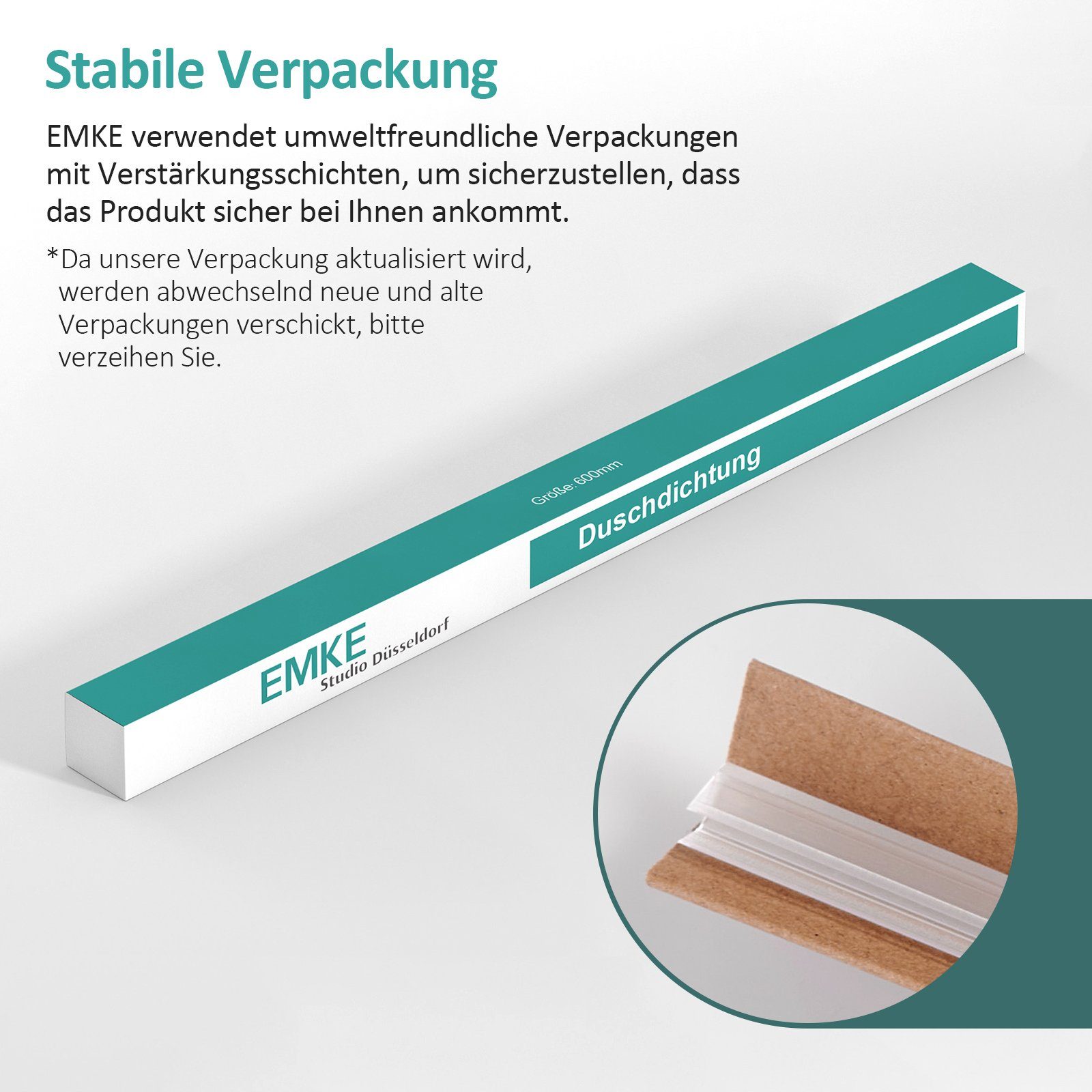 EMKE Duschdichtung Ersatzdichtung Wasserabweiser Duschdichtung, L: 60 cm, Schwallschutz Duschkabine Duschkabinenabdichtung
