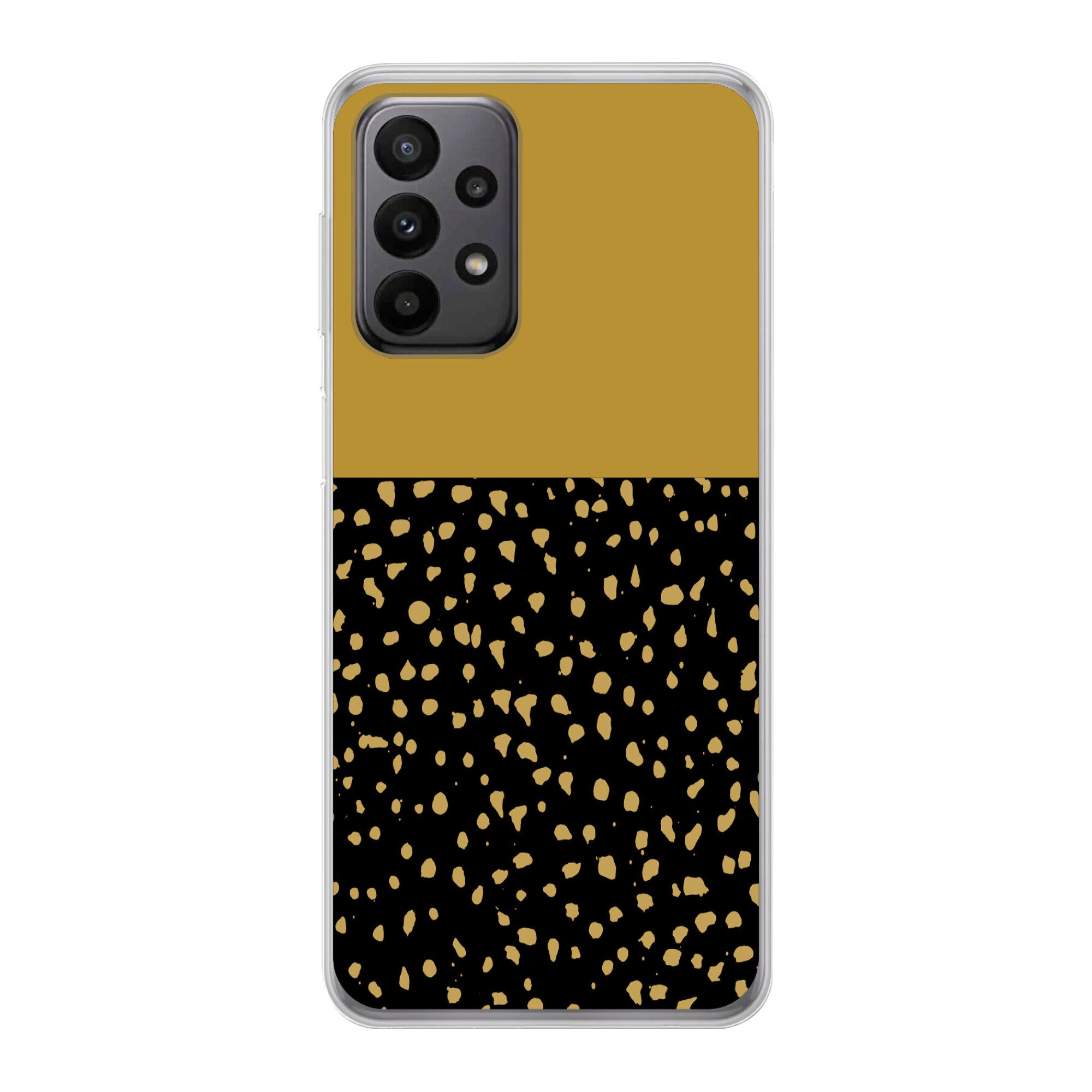 MuchoWow Handyhülle für Samsung Galaxy A23 5G Polka dots - Ockergelb - Schwarz, Smartphone-Bumper, Print, Handy Schutzhülle Dünn