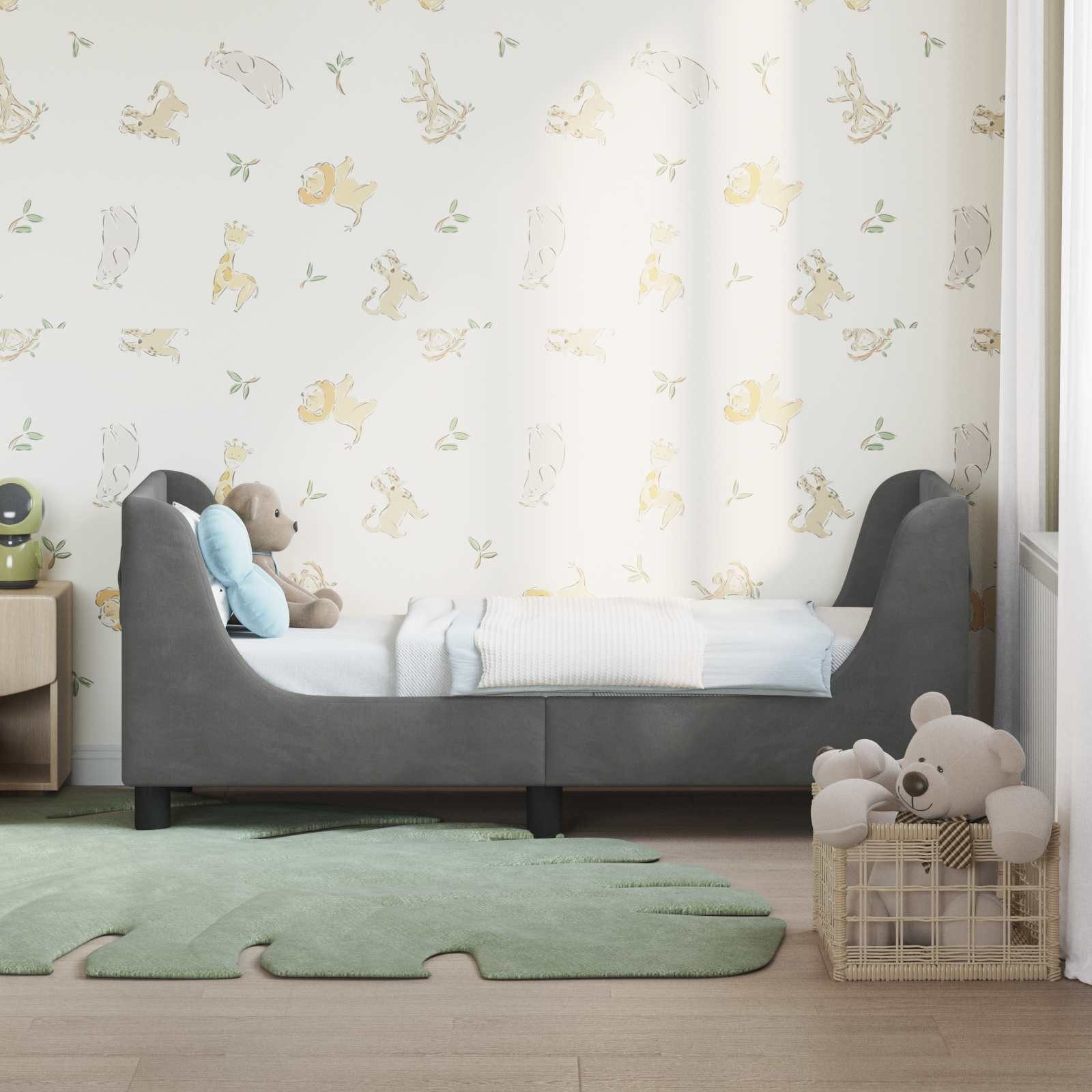 vidaXL Bett Kinderbettgestell mit Kopfteil Dunkelgrau 70 x 140 cm Samt (1-t günstig online kaufen