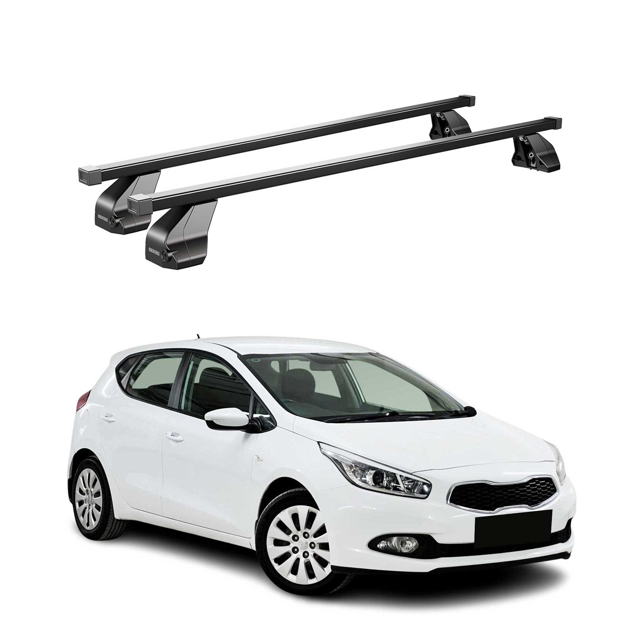OMAC Dachträger Menabo Stahl Gepäckträger für Kia Ceed 2012-2018 Schwarz 2tlg (2-St), Wasserbeständig,Abnehmbar,Multifunktional,Leichtgewichtig