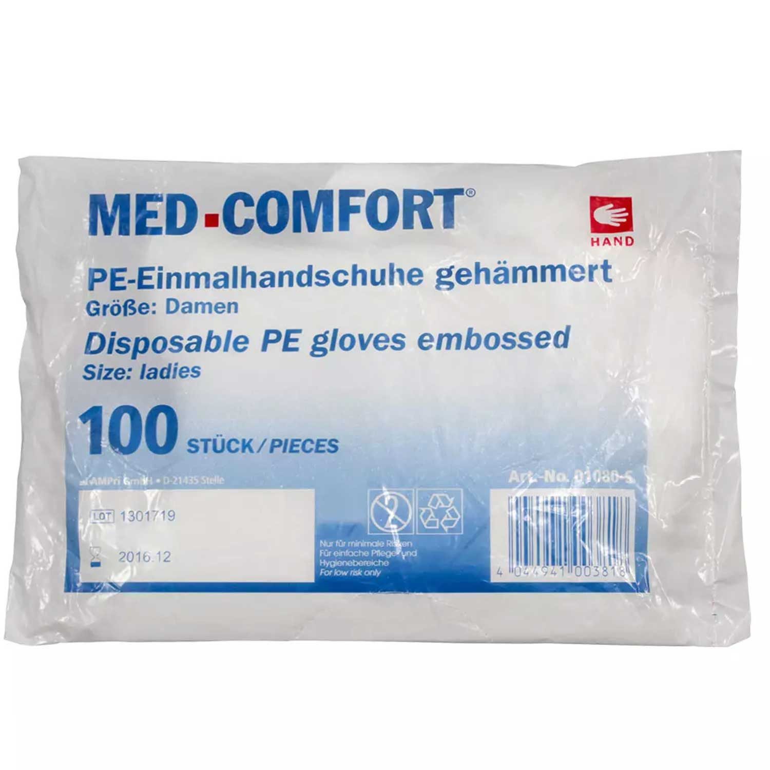 AMPri Einweghandschuhe Med-Comfort PE-Handschuhe S Transparent, 100 Stück