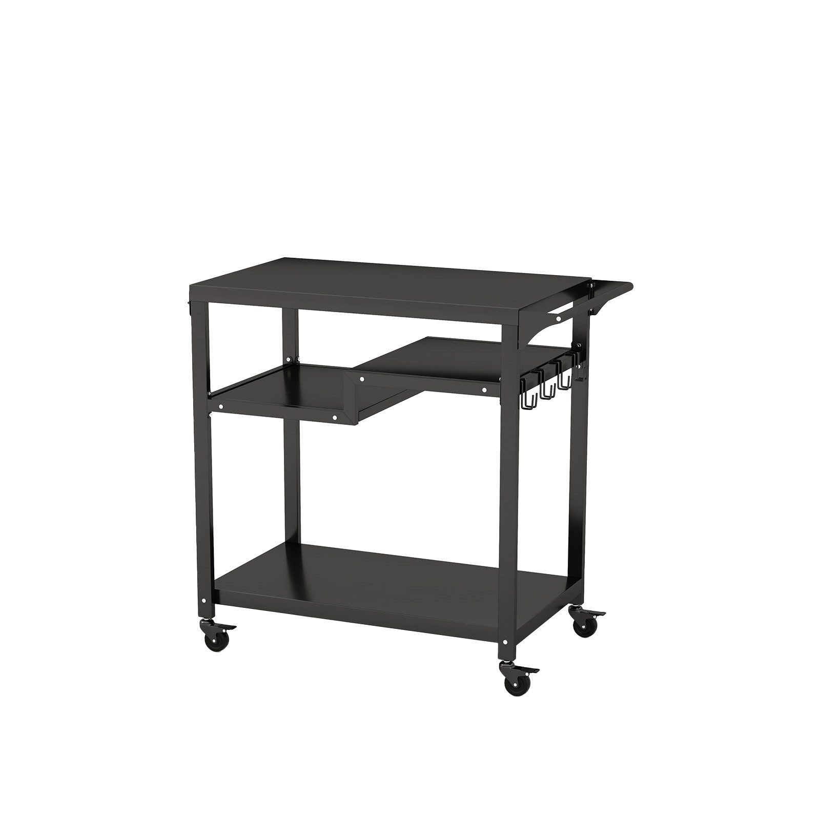 COSTWAY Grillablagetisch, mit 4 Ablagen, 4 Rollen & Haken, 111x50,5x93cm