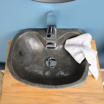 wohnfreuden Aufsatzwaschbecken Naturstein-Waschbecken 40 cm mit Hahnloch (Kein Set), NEW-4170