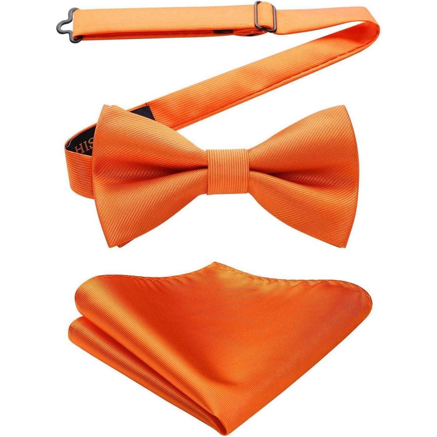 LuxusKollektion Fliege Fliege vorgebundene Herren Einstecktuch Set Anzug Smoking A1 orange