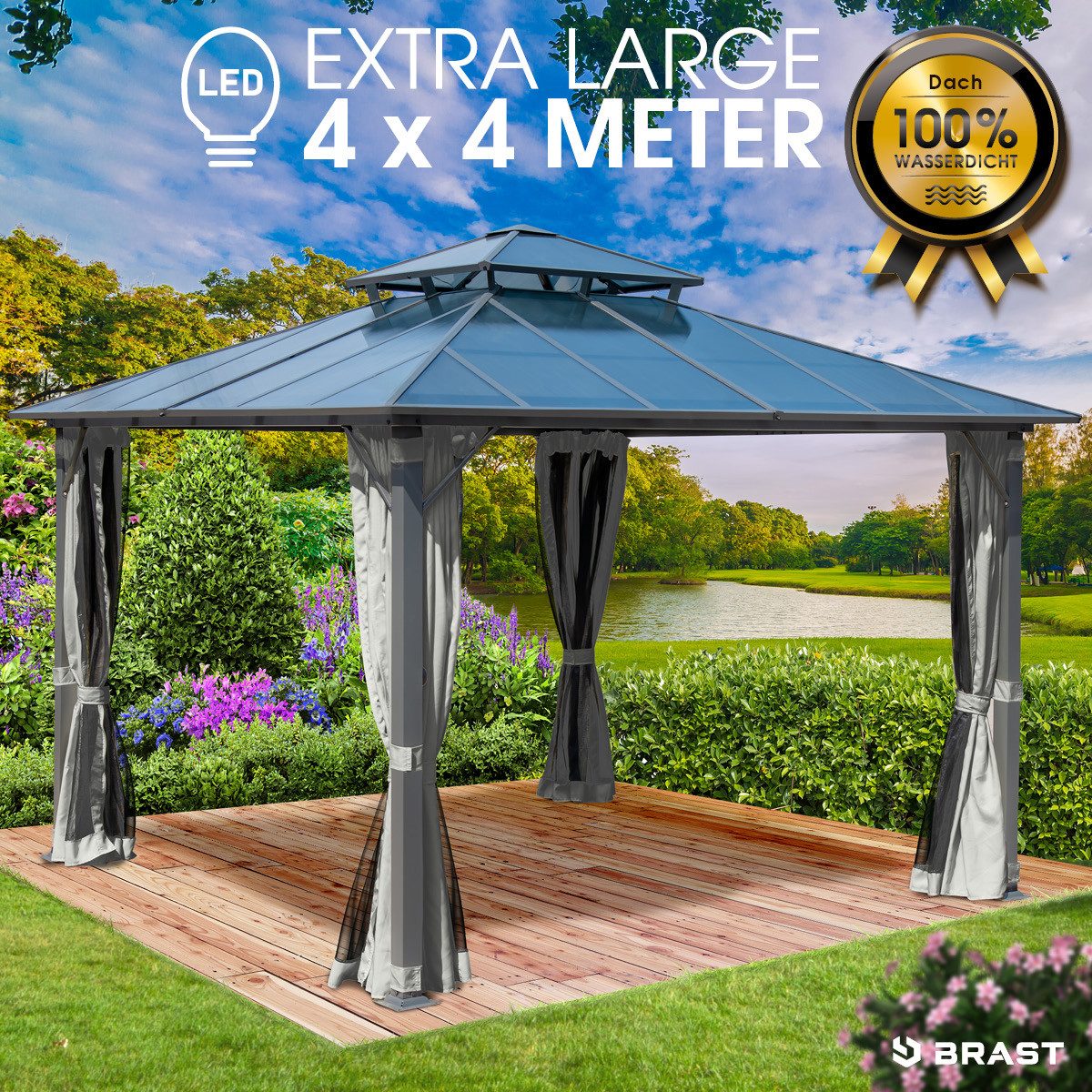 BRAST Pavillon Aluminium Pagode 4x4m inkl. günstig online kaufen