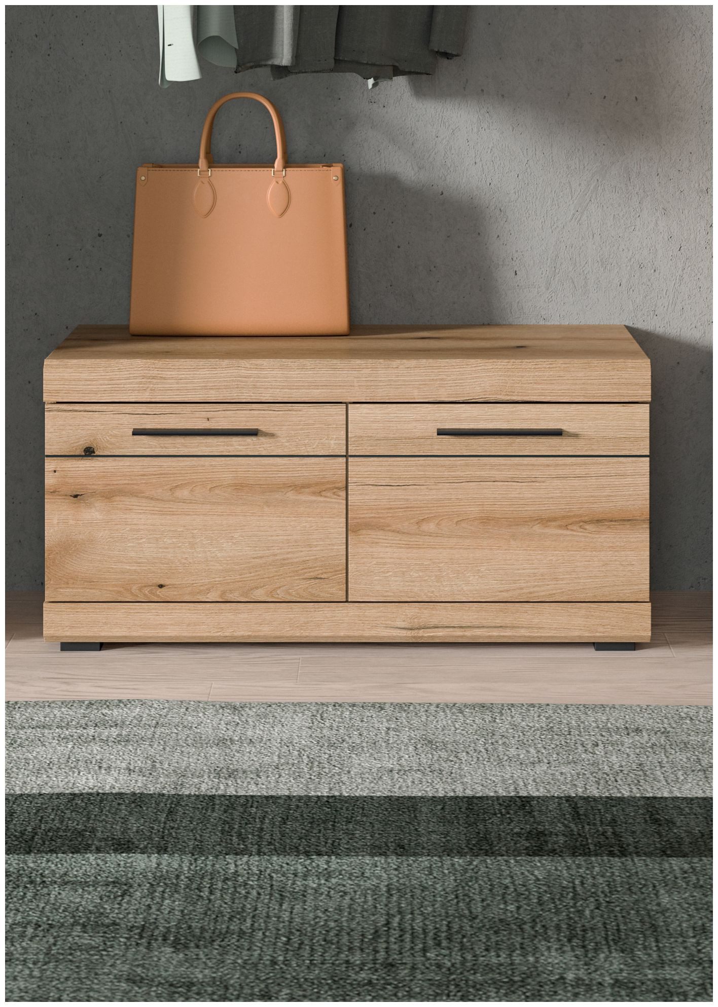 xonox.home Schuhbank Sitzbank Scout, Evoke Oak Nachbildung Softclose Melamin Modern 90x44x40 cm – Bild 5 von 5