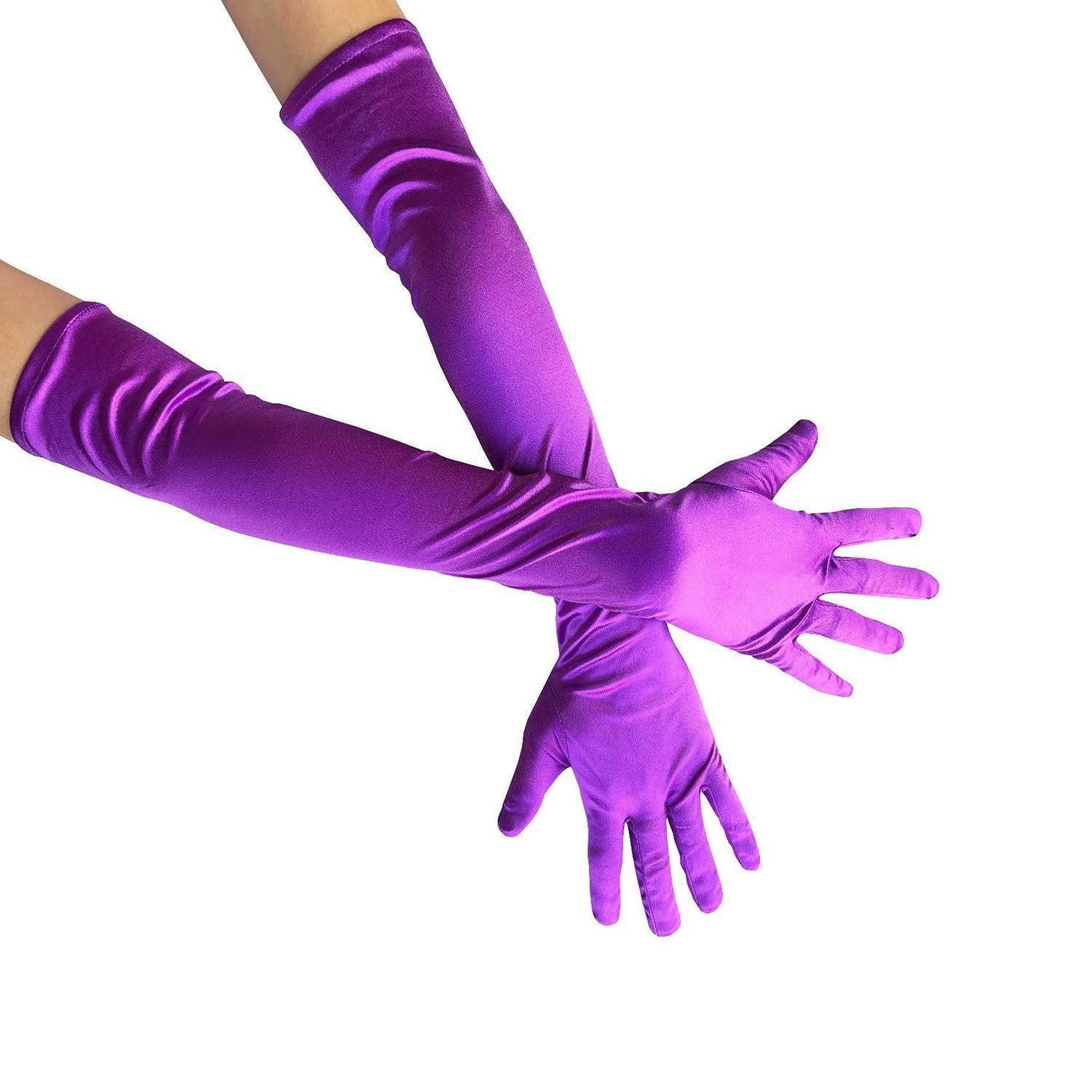 LuxusKollektion Abendhandschuhe Handschuh lang Satin Violett (1-St)