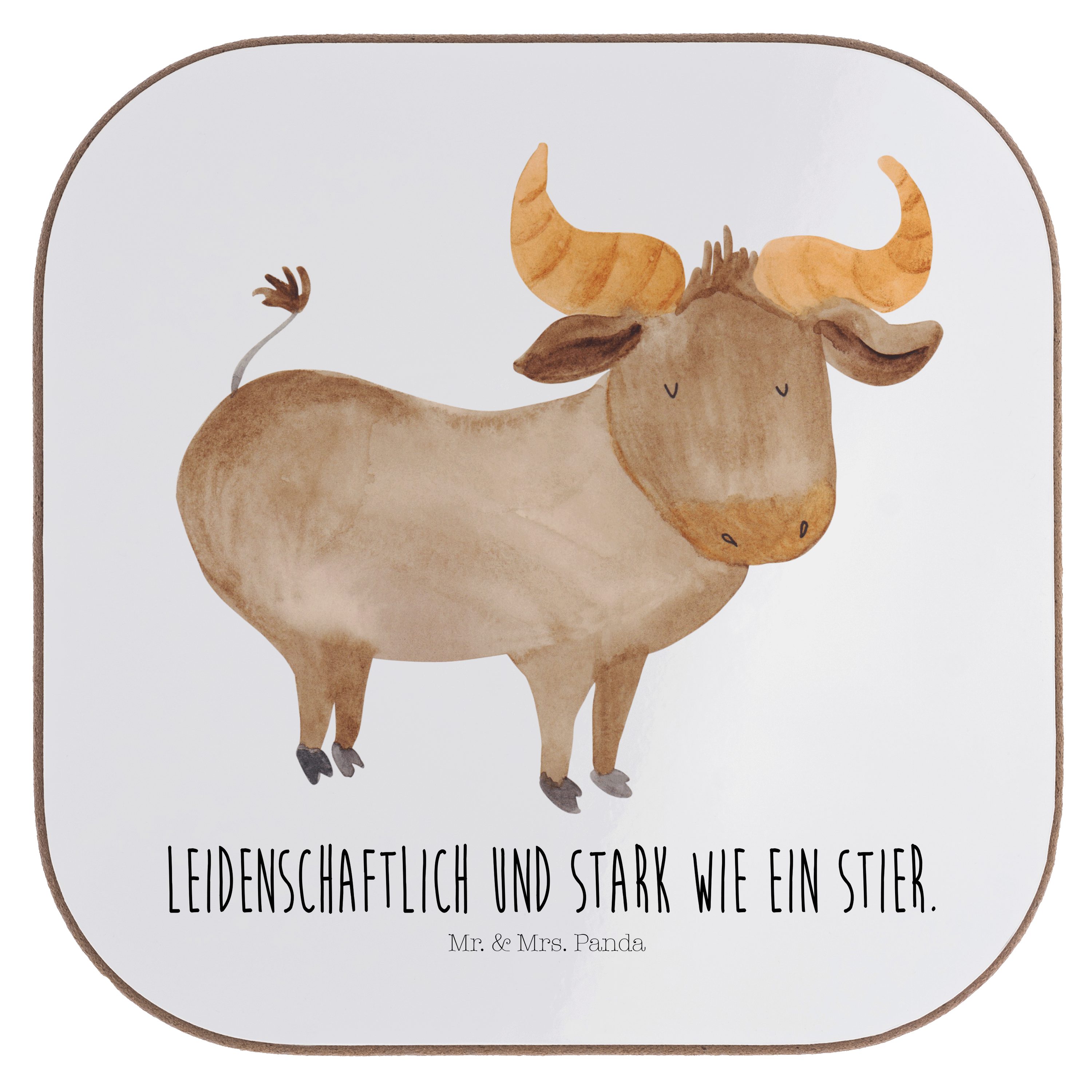 Horoskop, Stier Panda Mai, Mr. Mrs. Tierkre, 1-tlg. Geschenk, Geschenk Sternzeichen - Getränkeuntersetzer & Weiß -