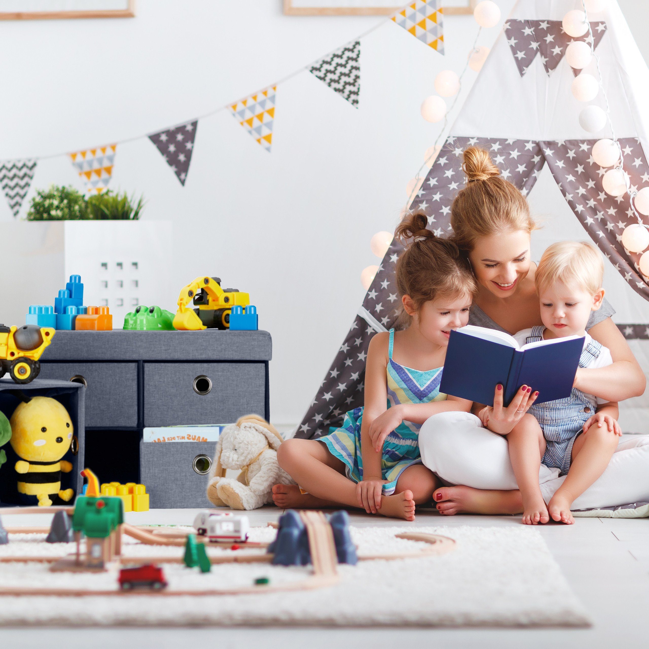 mit Schubfächern Sitzbank relaxdays Graue Sitzbank 4