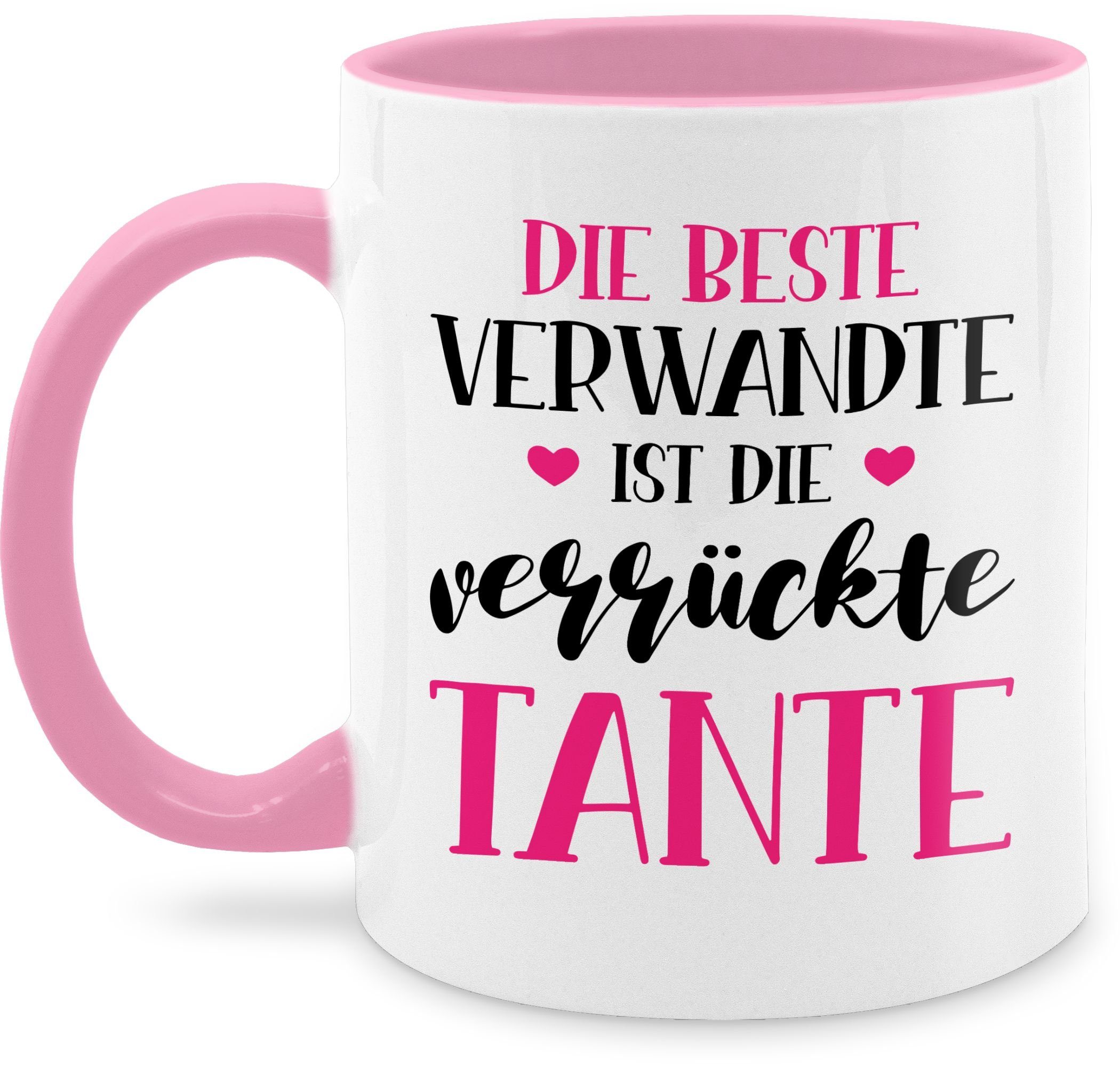 Shirtracer Tasse Beste Verwandte ist die verrückte Tante, Keramik, Tante Geschenk 3 Rosa | Teetassen