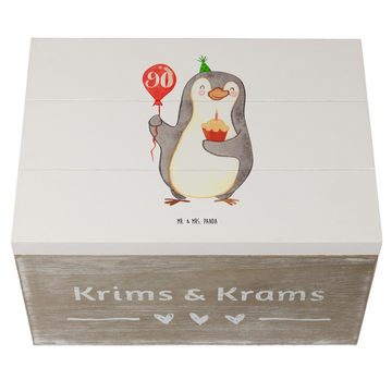 Mr. & Mrs. Panda Dekokiste 25 x 18 cm 90. Geburtstag Pinguin Luftballon - Weiß - Geschenk, Happy (1 St), Liebevolle Designs