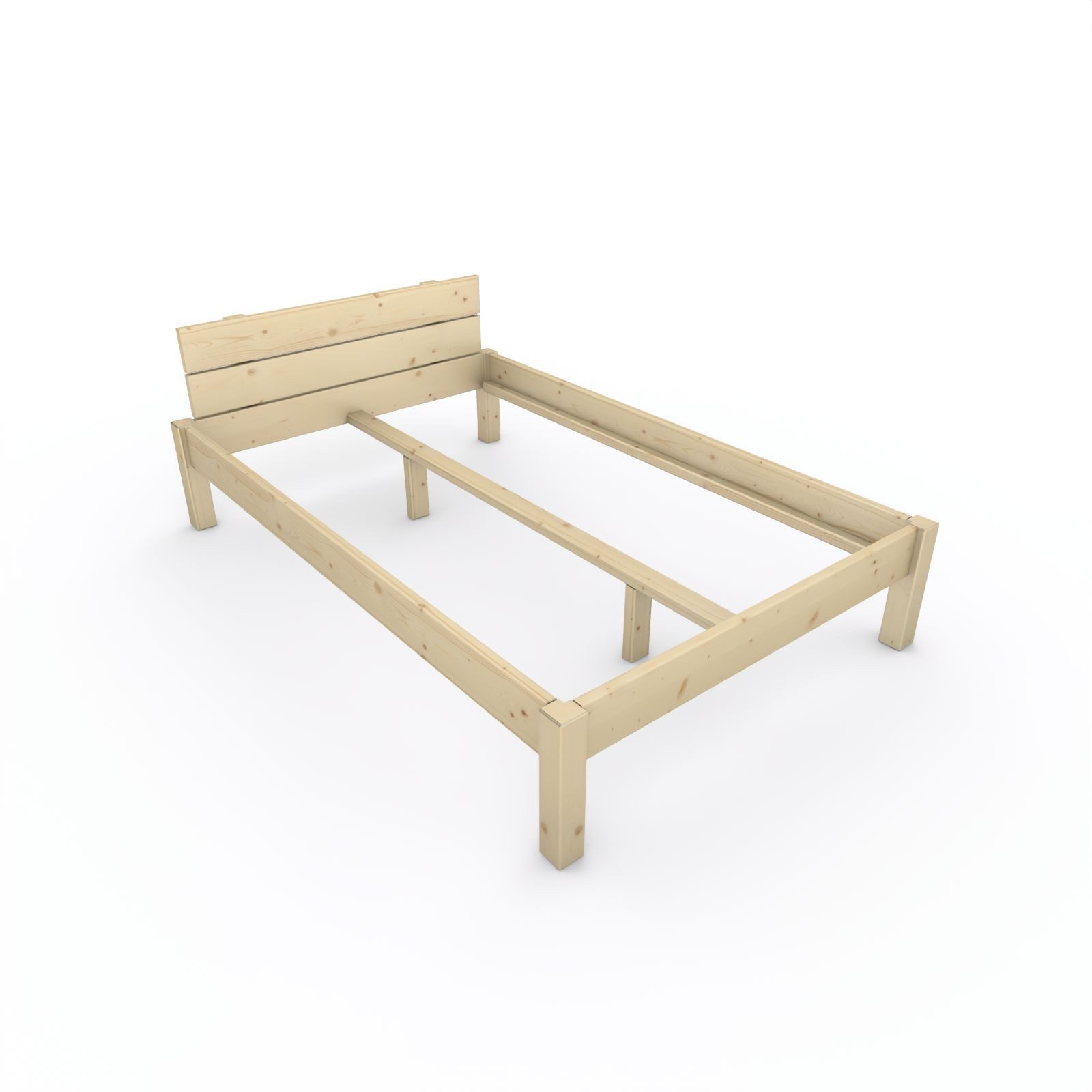 TUGA-Holztech Massivholzbett Pfostenbett "metallarm" Fichte Holzbett "Daybett" 120 x 190cm 38cm, Breite 80 90 100 120 140 160 180 200 Länge 190 200 210 220 H=38/48/58