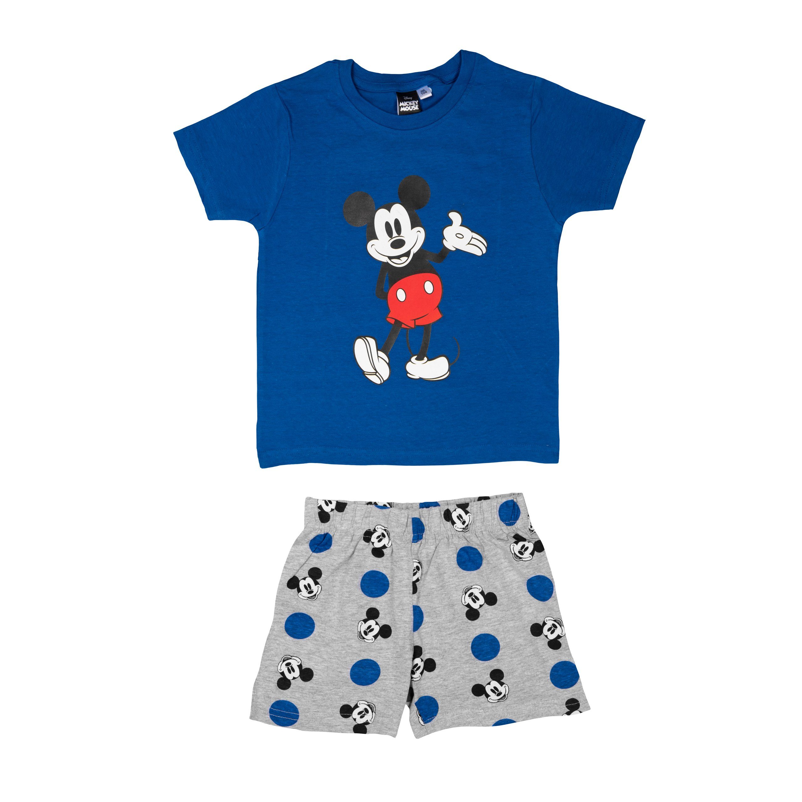 United Labels® Schlafanzug Disney Mickey Mouse Schlafanzug für Jungen Blau/Grau