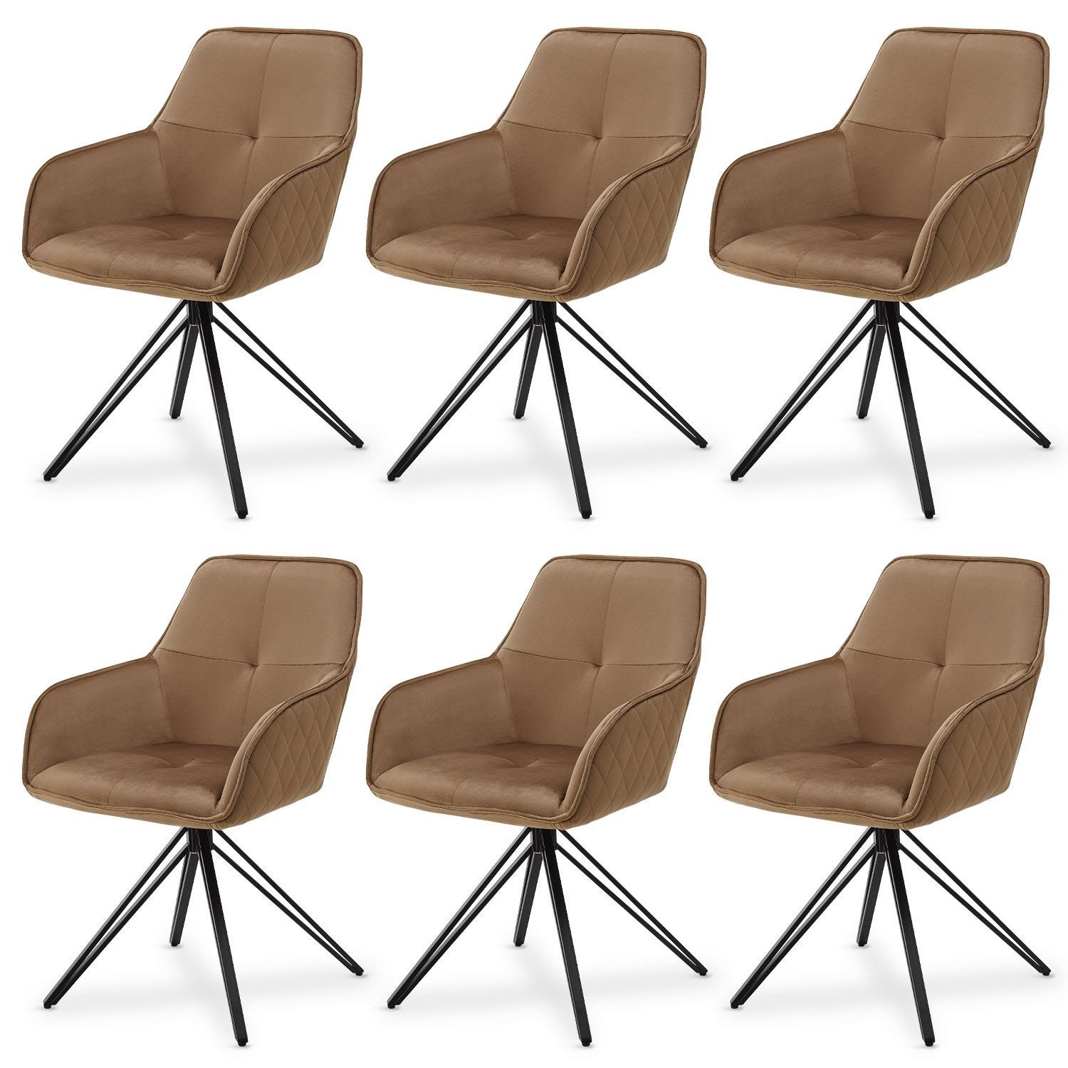 Juskys Esszimmerstuhl Clyde, 6er Set, Stoff günstig online kaufen