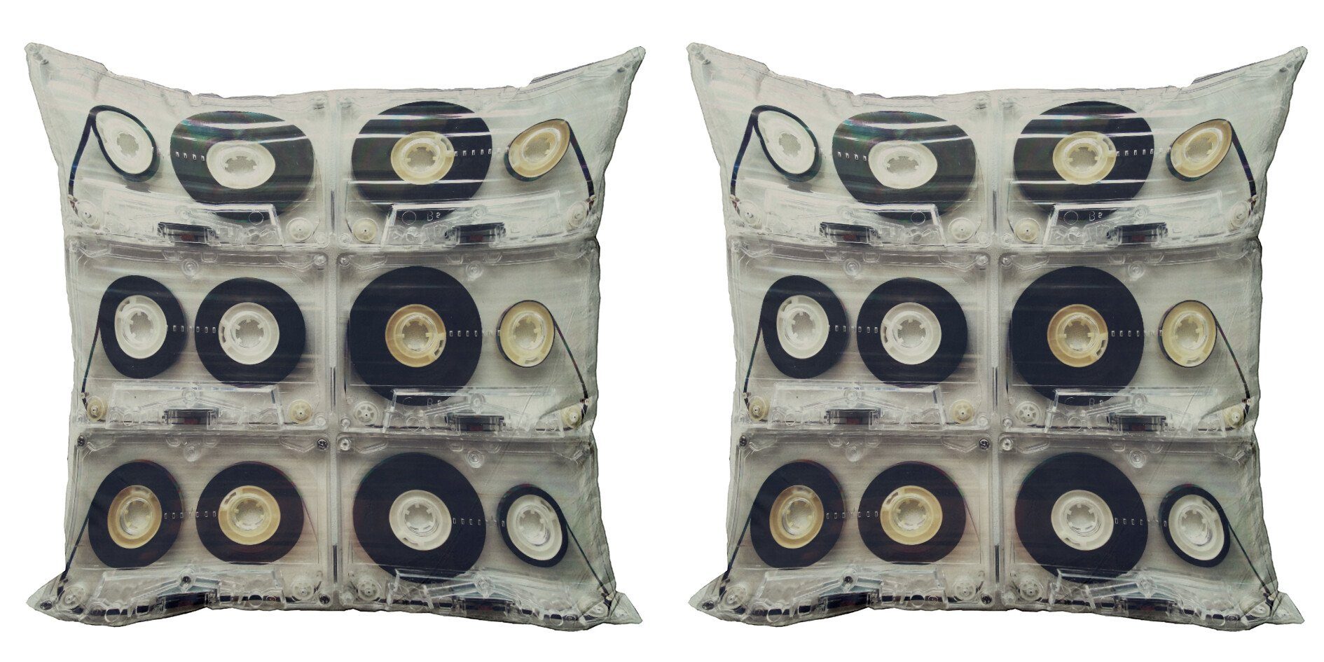 Kissenbezüge Modern Accent Doppelseitiger Digitaldruck, Abakuhaus (2 Stück), Schwarz Retro Vintage-Kassetten