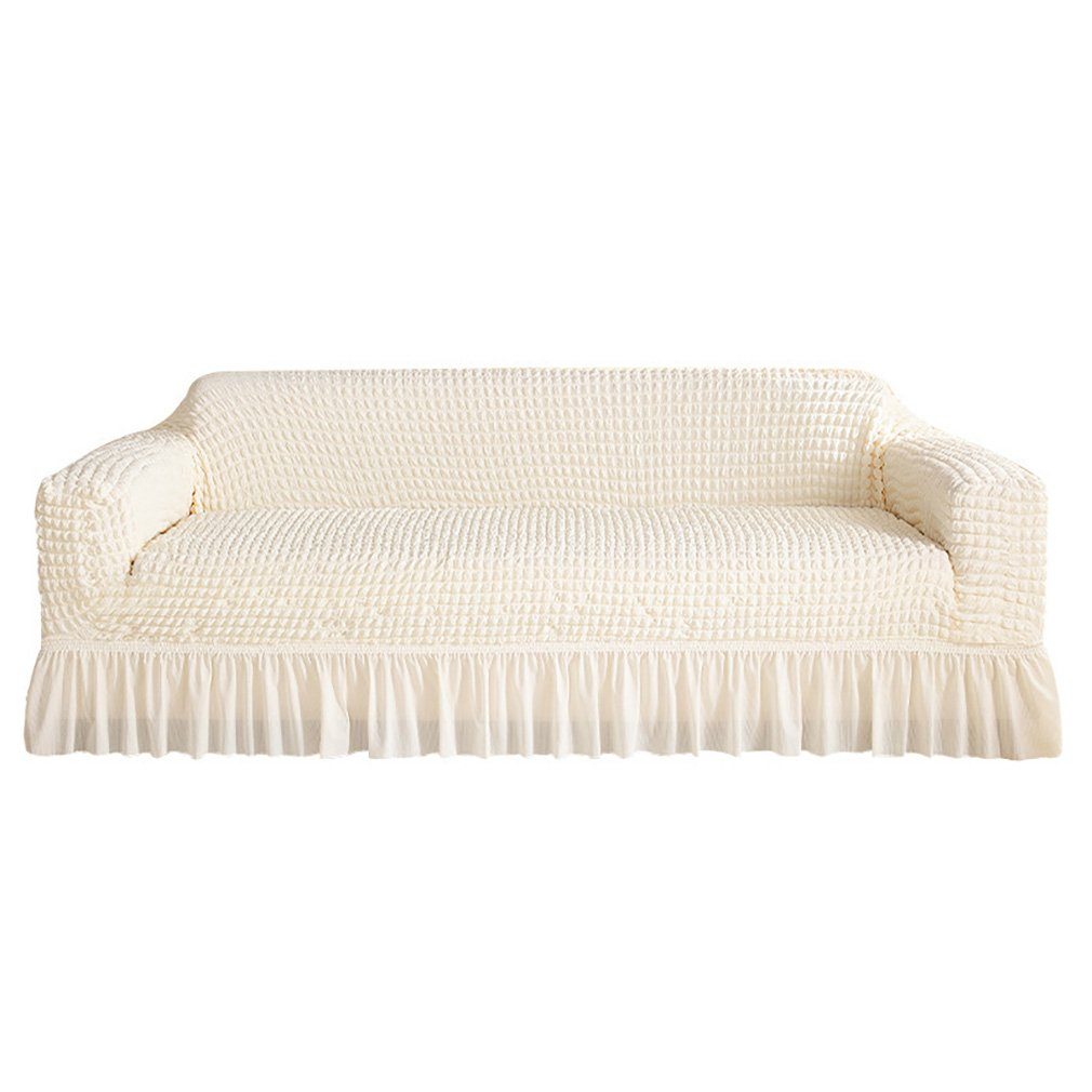 Sofaschoner Einfacher Sofabezug aus Garn SCOHOME, Atmungsaktiv und rutschfest Couchbezug - erhältlich in 8 Farben Weiß