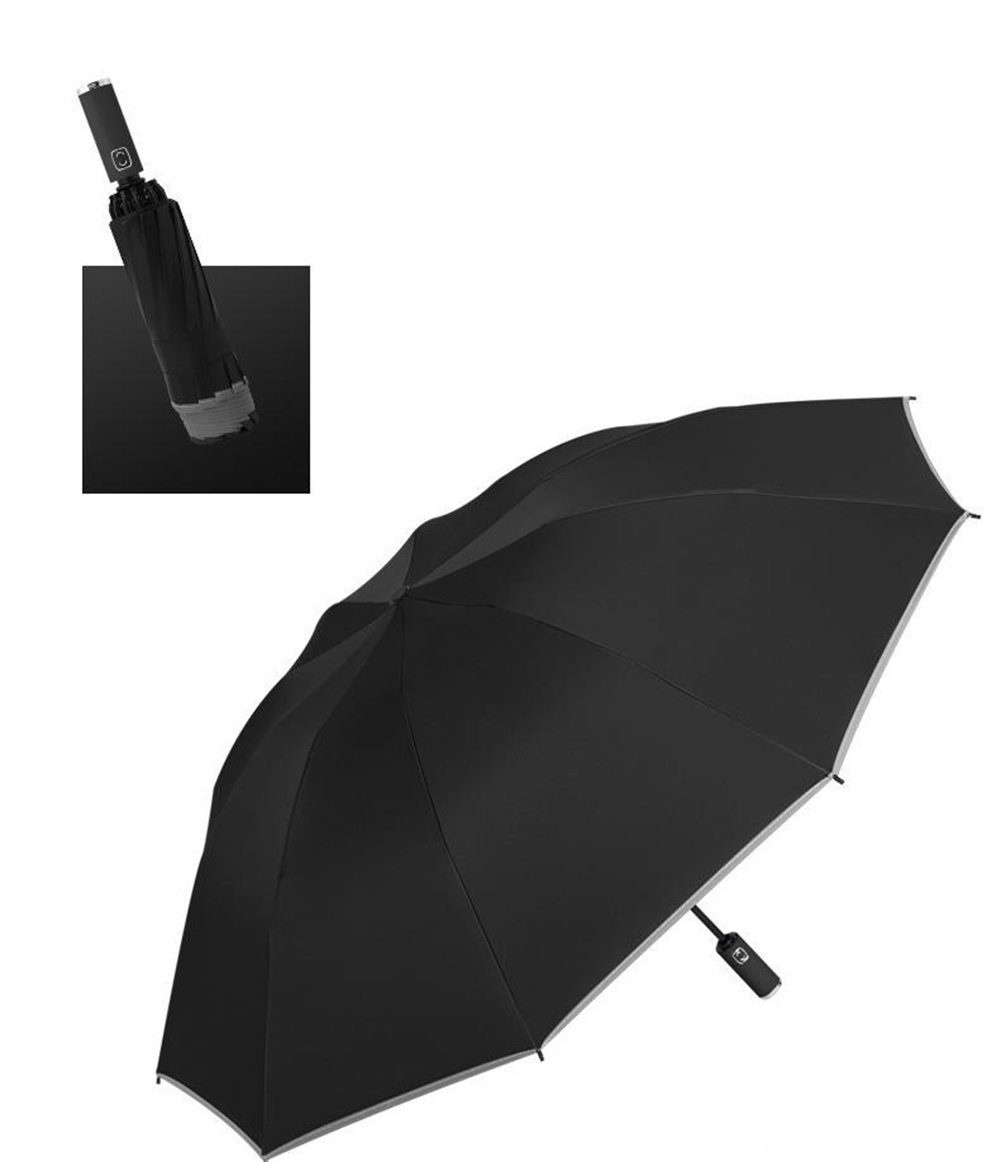 Rouemi Taschenregenschirm Taschenregenschirm,Vollautomatischer Regenschirm für Regen und Sonne Schwarz